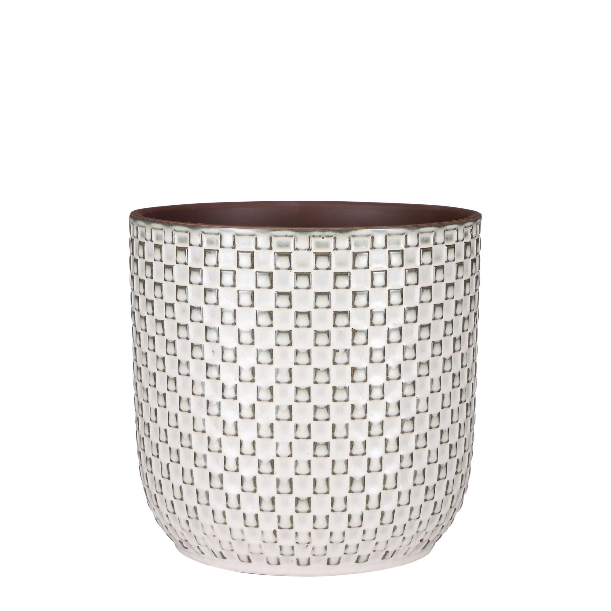 Maceta red daan de cerámica blanco 20cm de la marca MICA DECORATIONS Maceta red daan de cerámica blanco 20cm de la marca MICA DECORATIONS