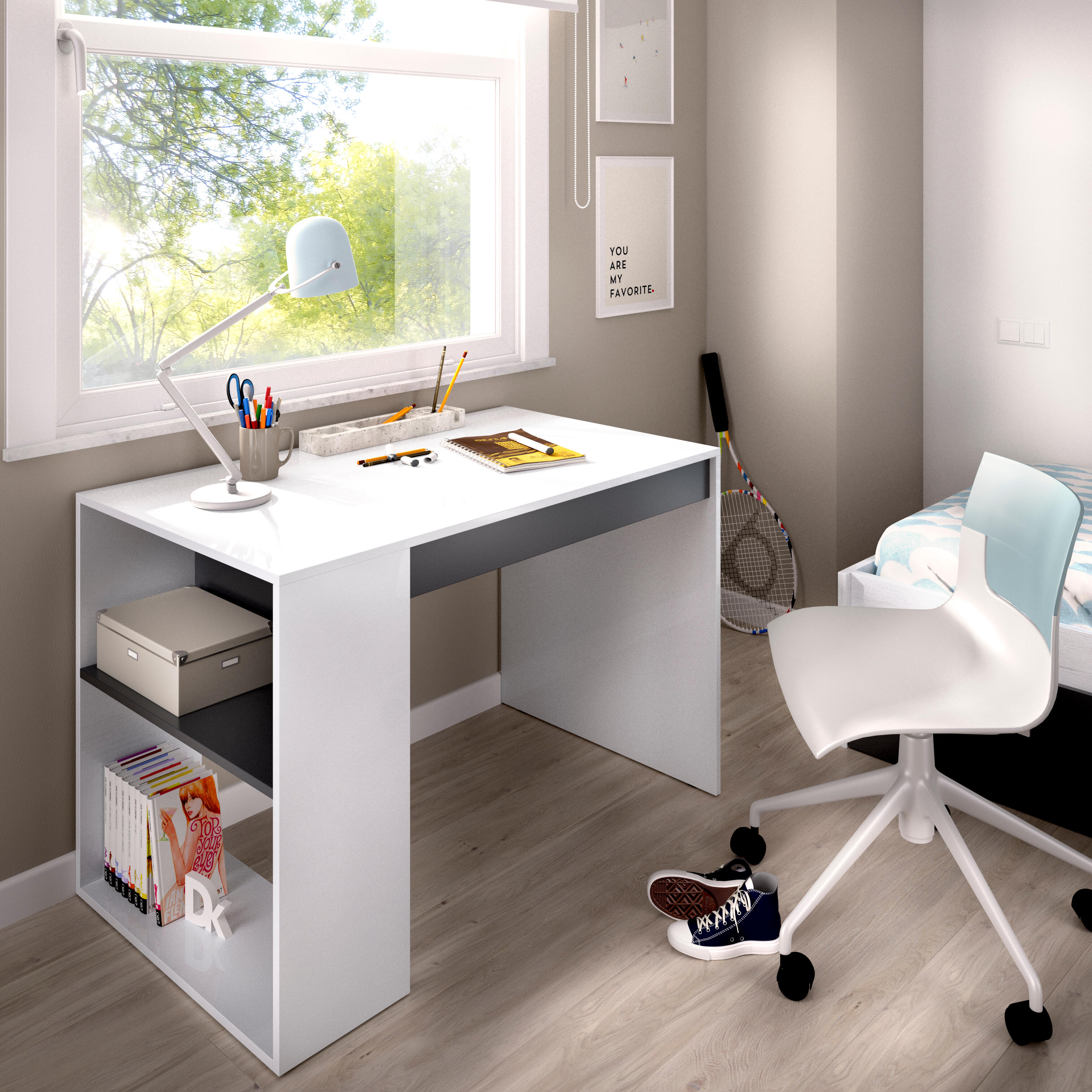 Mesa escritorio thane blanco y gris 115x50x74 cm de la marca Sin marca