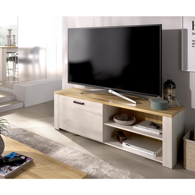 Mueble de TV Sham roble 130x49x40 (anchoxaltoxfondo) | Leroy Merlin