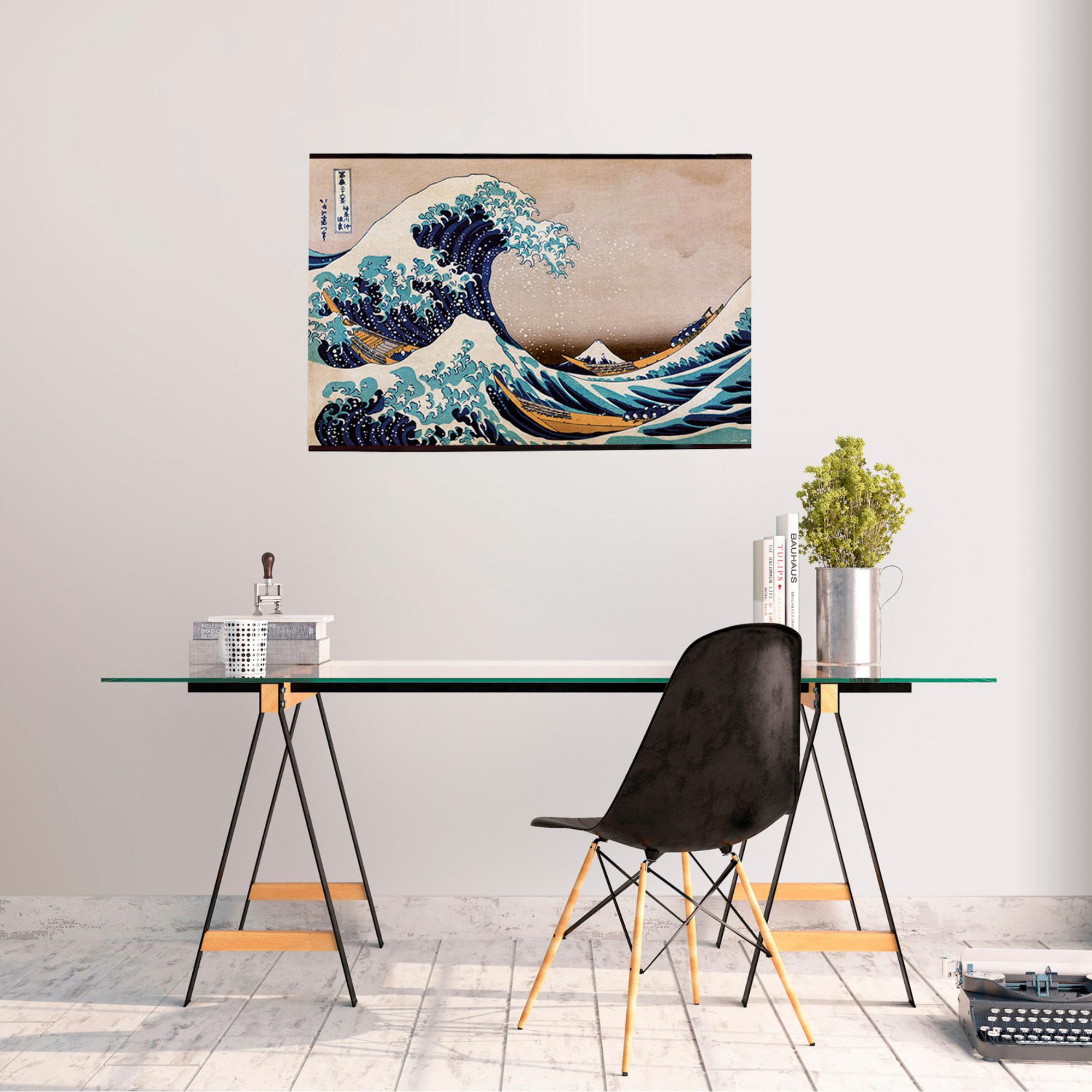 Pack colgador + poster the great wave 91.5 x 61 cm