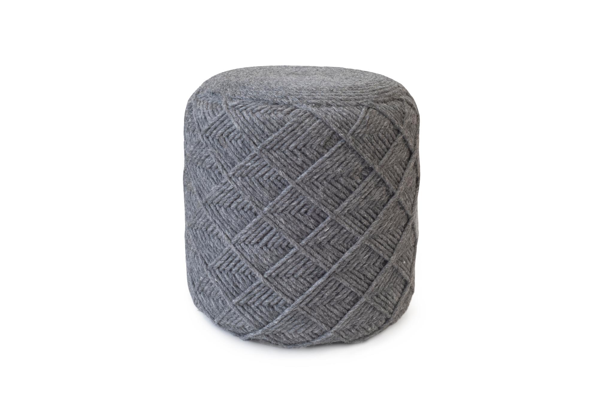 Puff decorativo lana cilíndrico fuji gris / plata x42xcm
