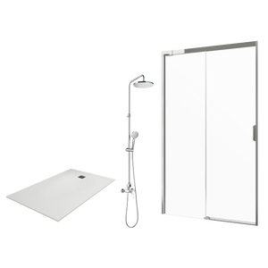 Mampara de ducha en forma de U EX412 - 120 x 80 x 195 cm - con cristal NANO  de 8 mm