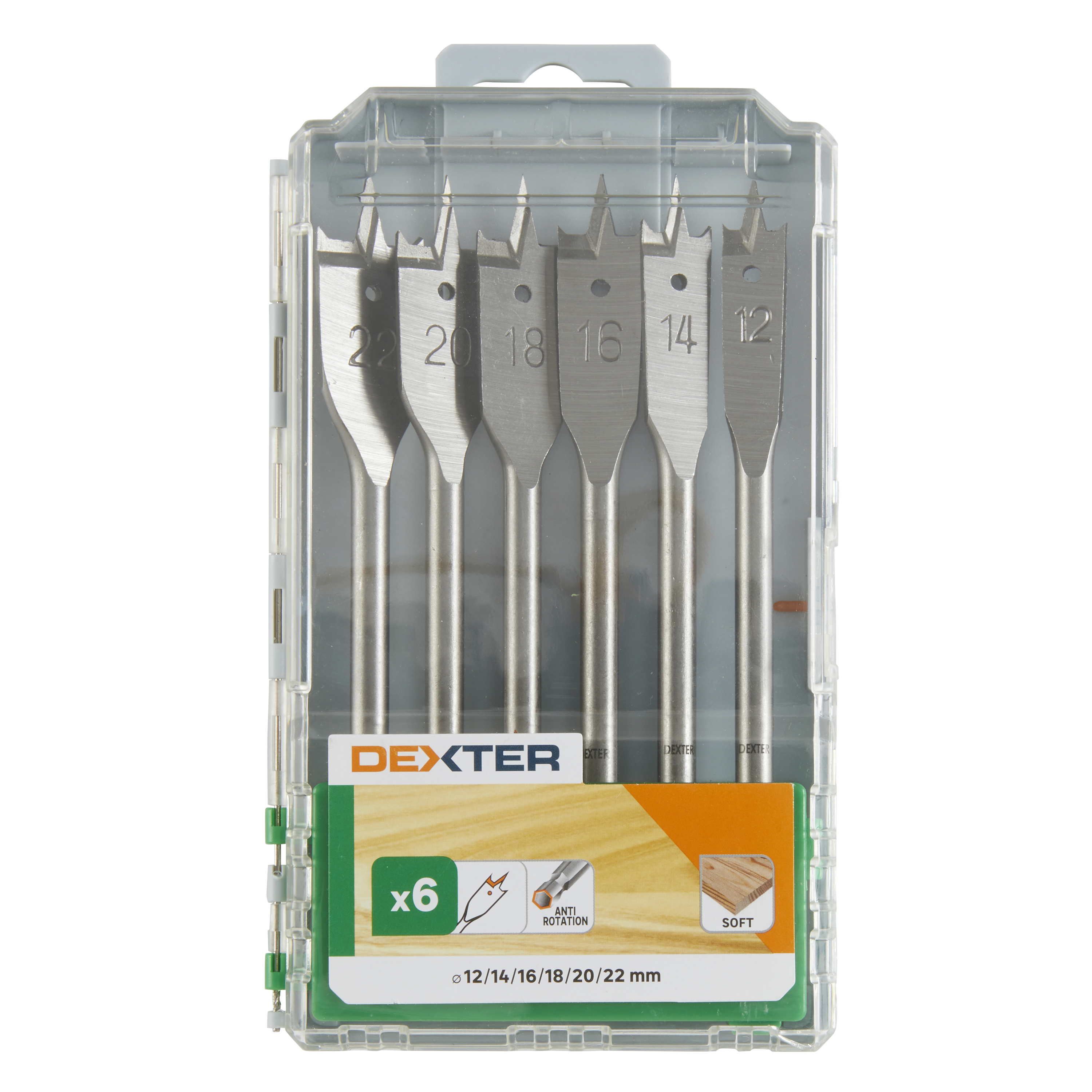 Estuche 6 brocas madera 12-22mm dexter