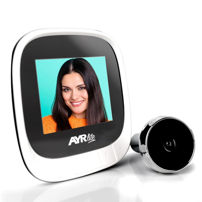 Mirilla digital AYR 9001 con pantalla LCD blanco/cromo, cámara de