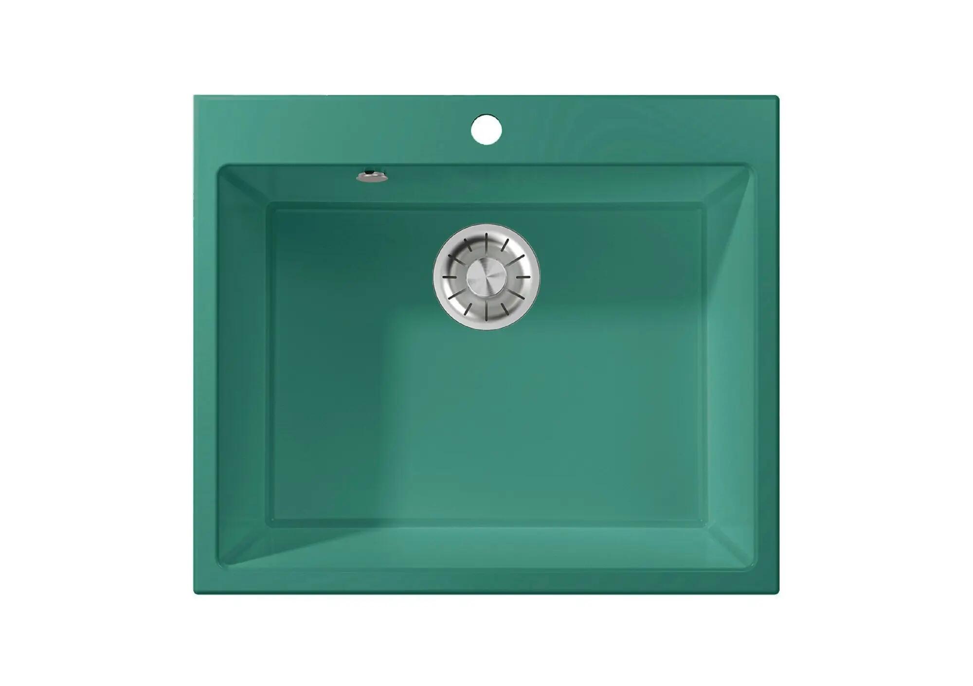 Fregadero 1 seno de resina rectangular interbany menorca verde eneldo 50.3x59cm