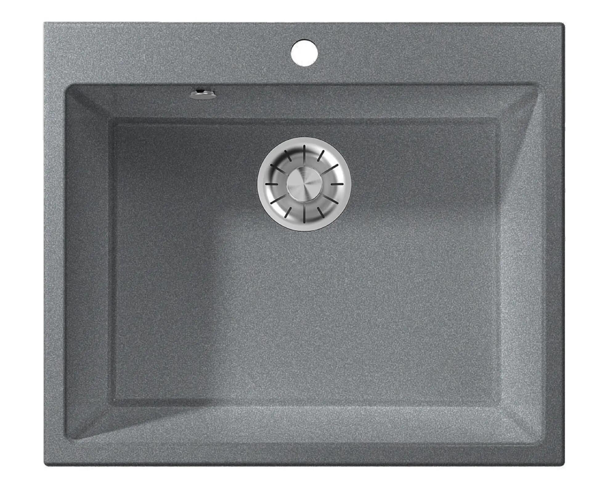 Fregadero 1 seno de resina rectangular interbany menorca silver 50.3x59 cm