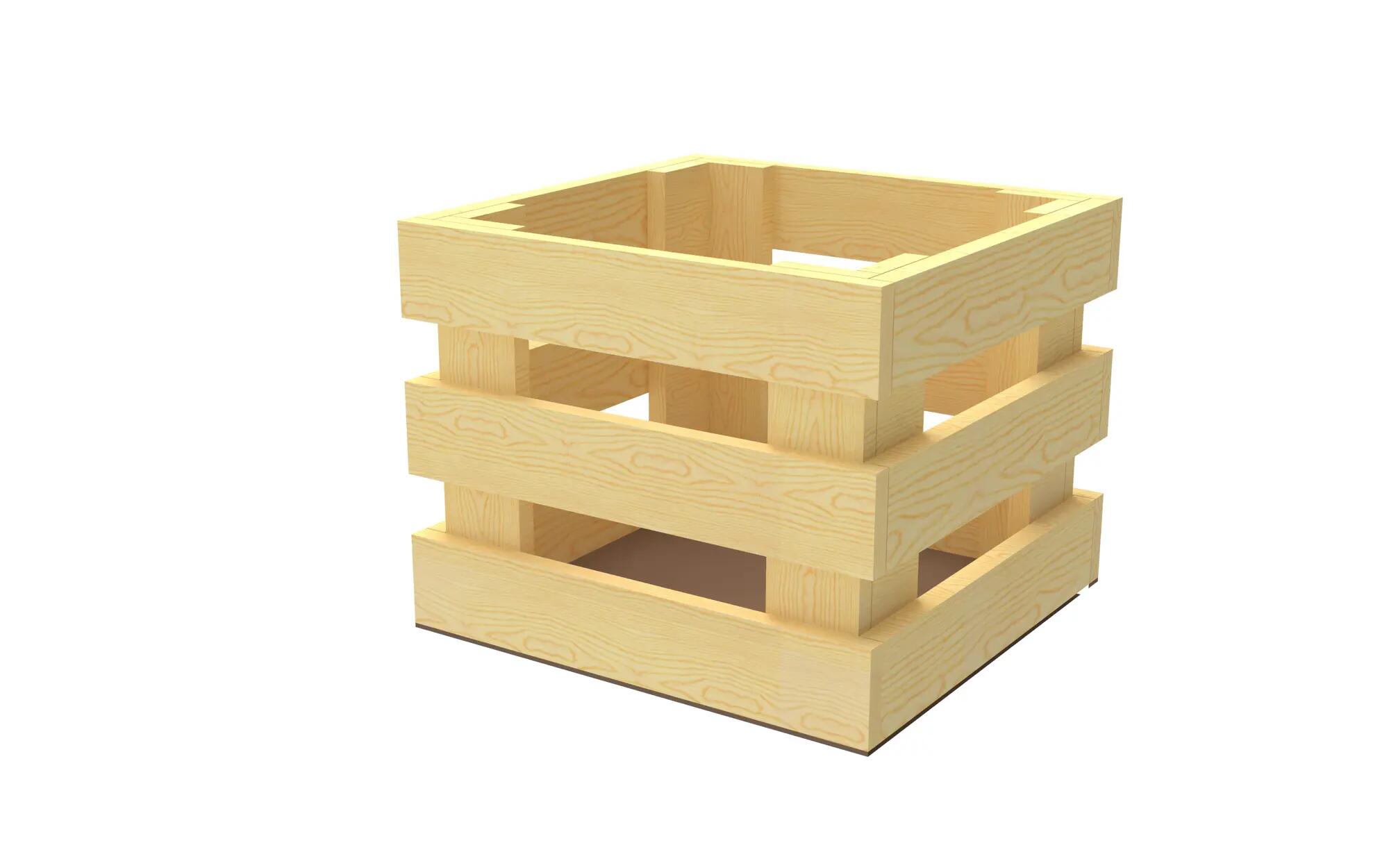 Caja apilable resistente de madera maciza de pino 35,3x60x28,5cm