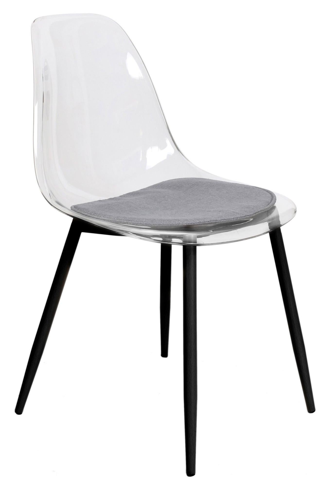 Set de 2 sillas de comedor claire de plástico transparente de 83,9x47x52,2cm