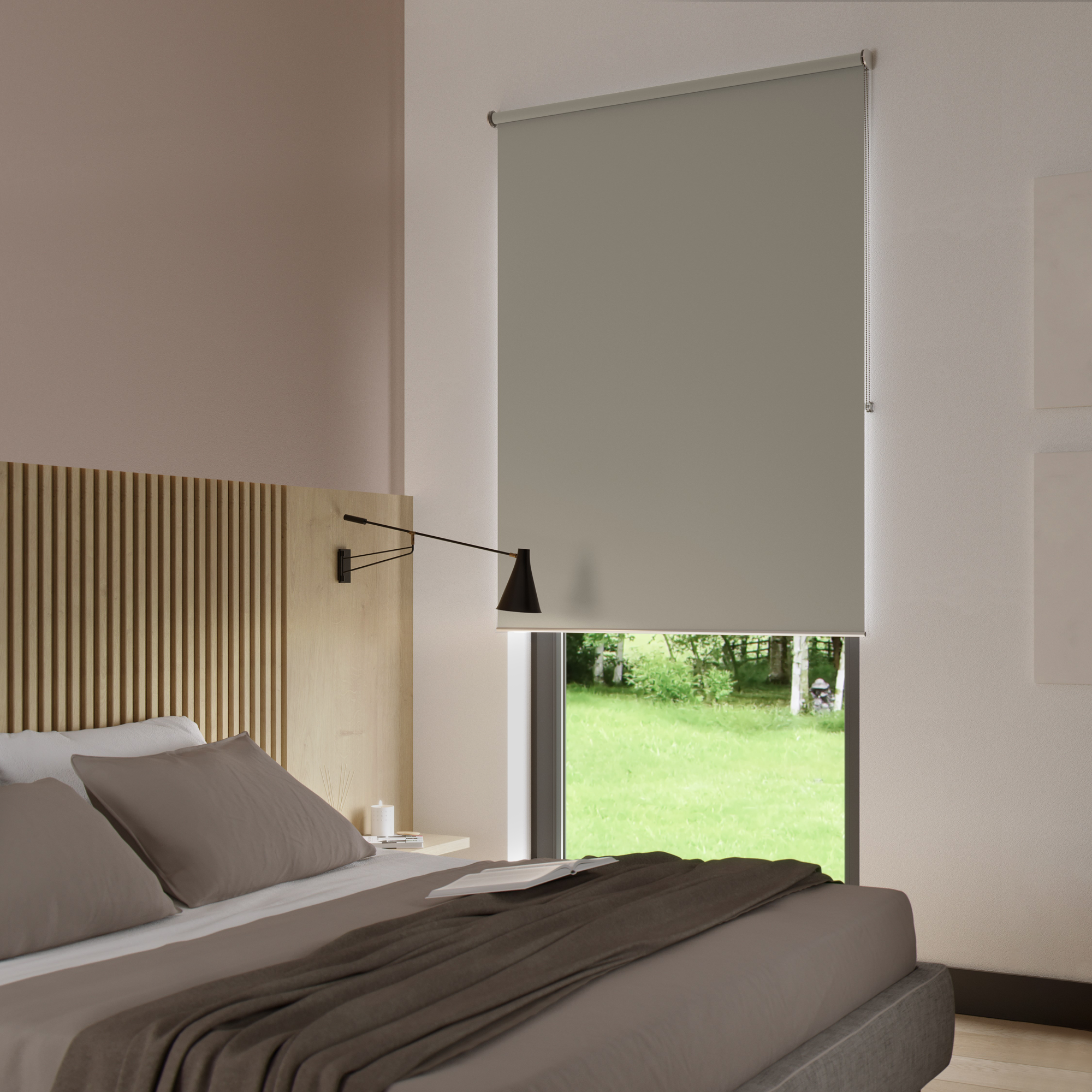 Estor enrollable opaco bossa moon marrón inspire de 90x250cm de la marca Inspire