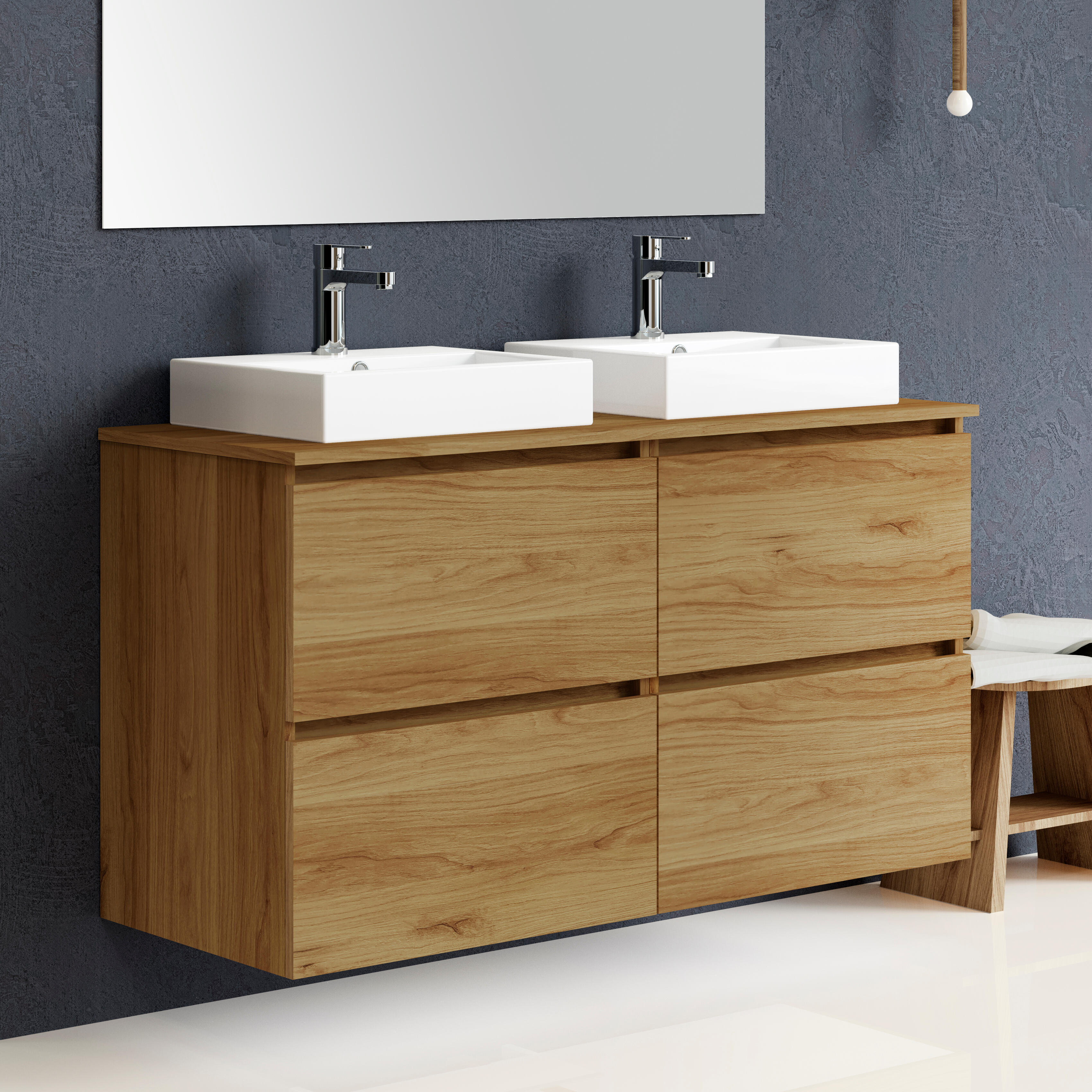 Mueble de baño con lavabo ocean marrón 120x46 cm