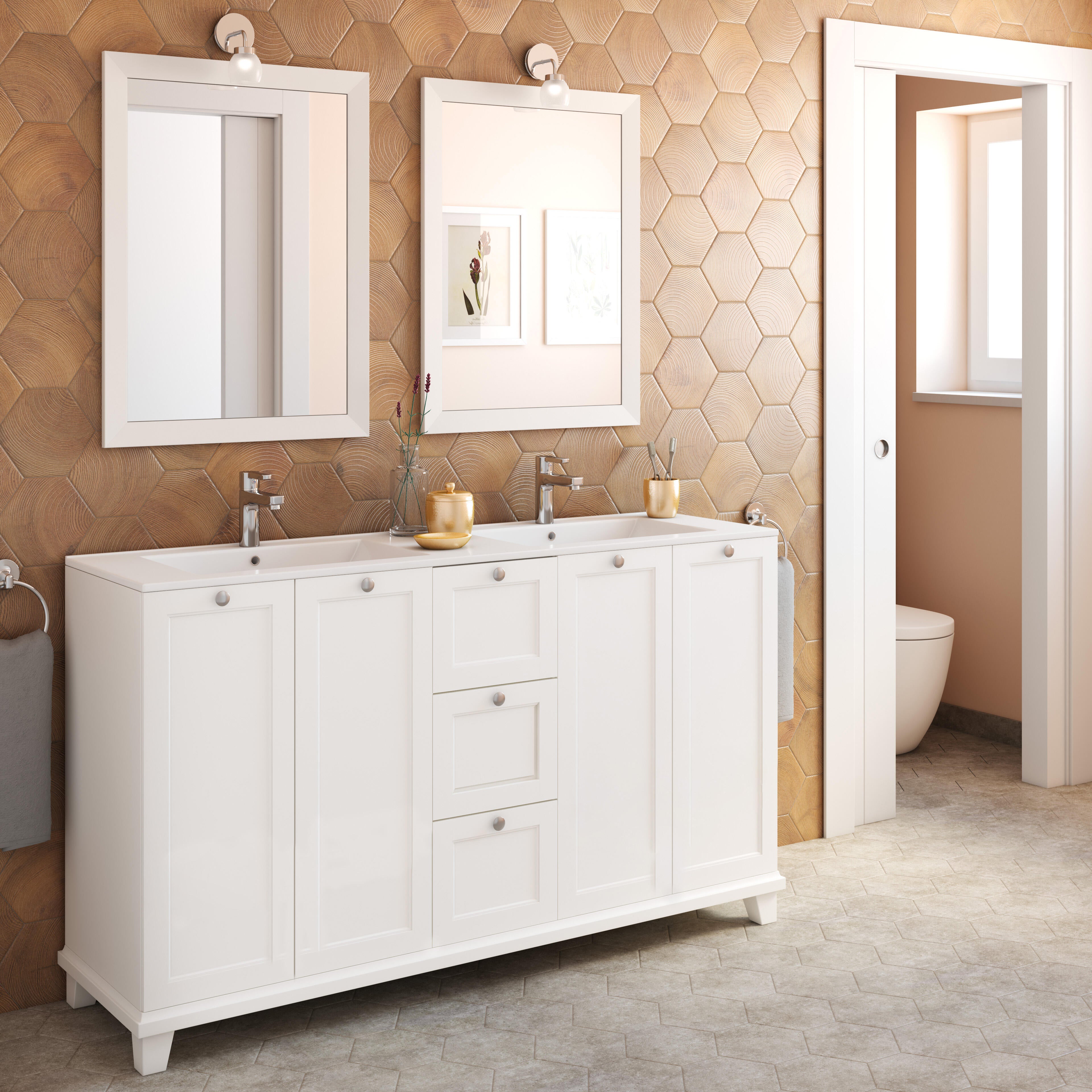 Mueble de baño con lavabo unike blanco 150x45 cm