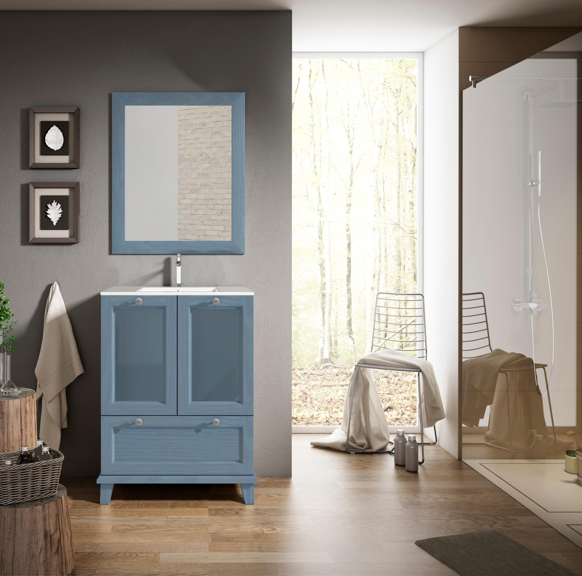 Mueble de baño con lavabo unike azul 60x45 cm de la marca Sin marca Mueble de baño con lavabo unike azul 60x45 cm de la marca Sin marca