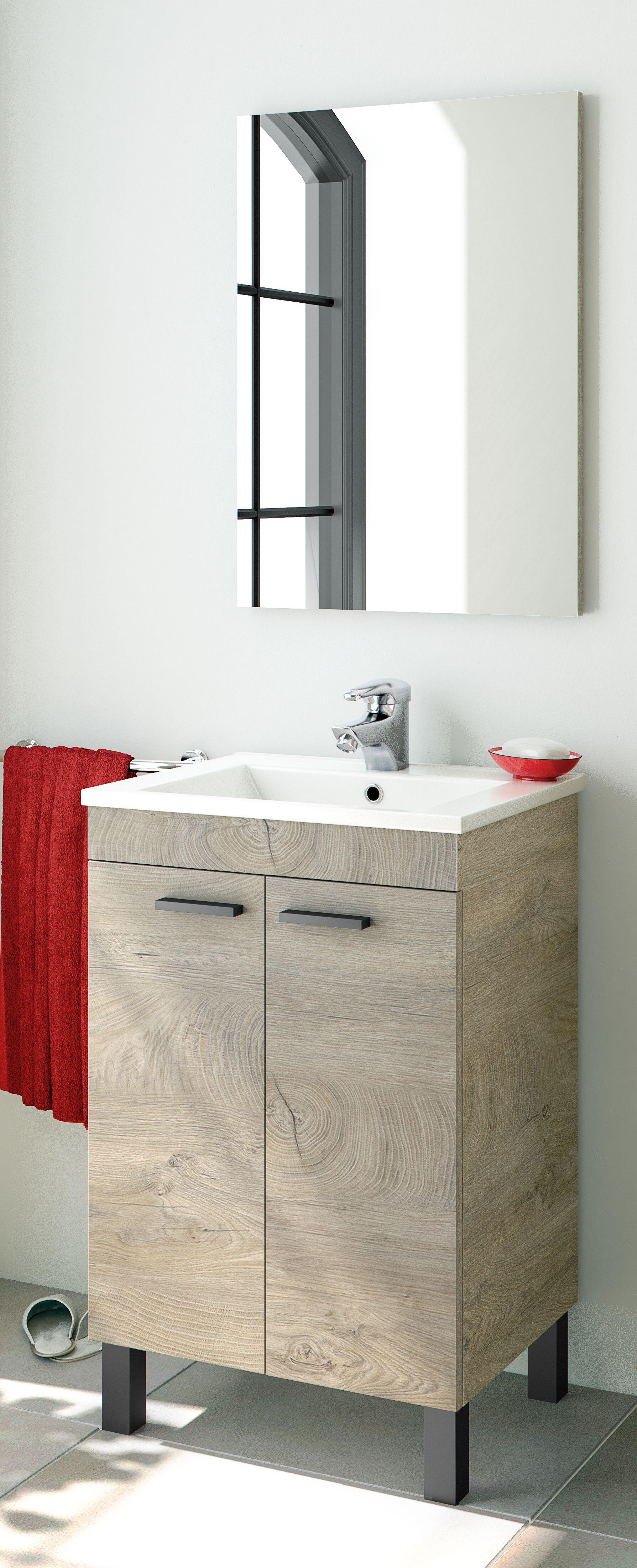 Mueble de baño con lavabo athena roble 50x40 cm