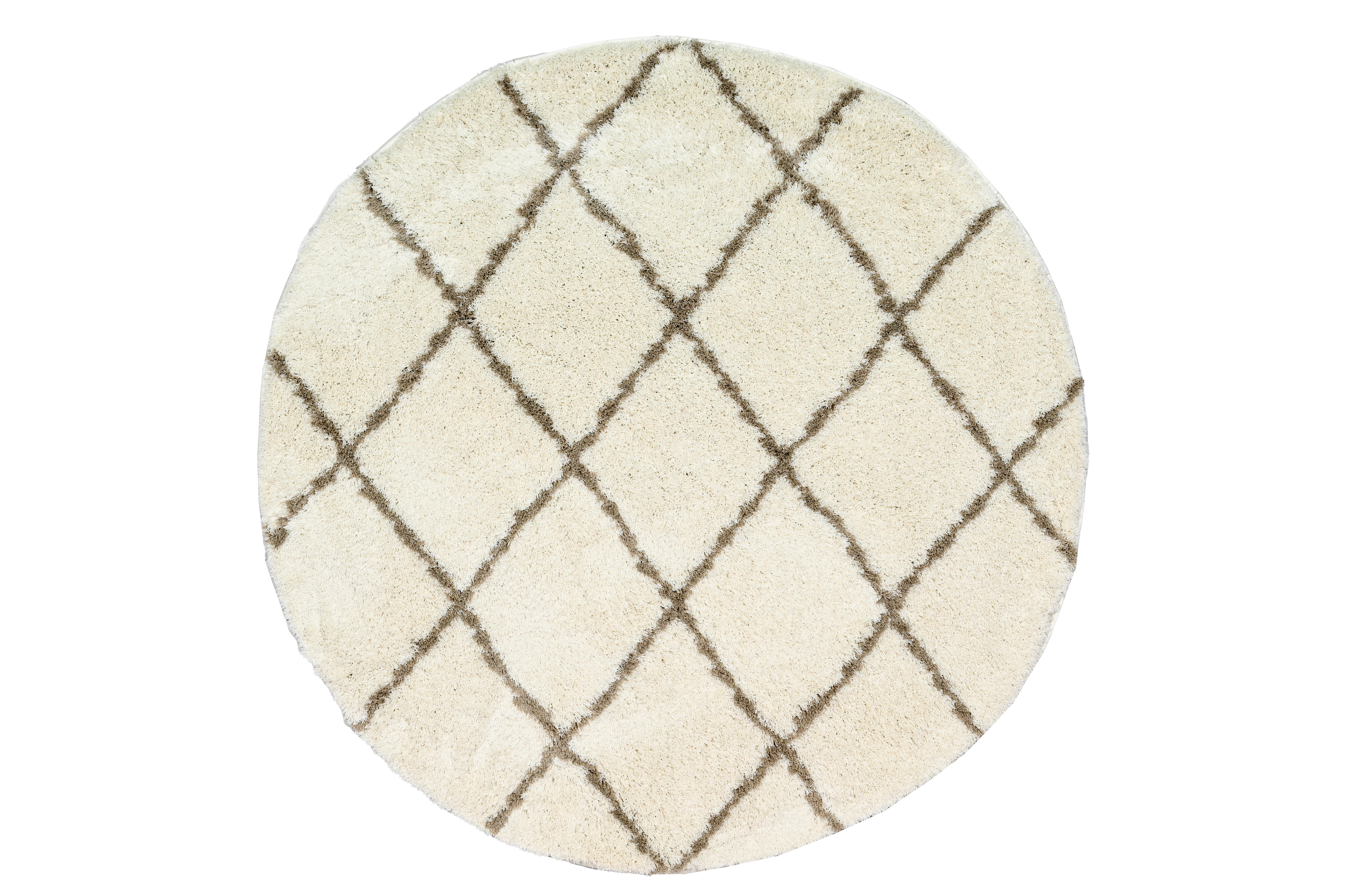 Alfombra poliéster Blizz blanco/beige redonda 120x120cm | Leroy Merlin