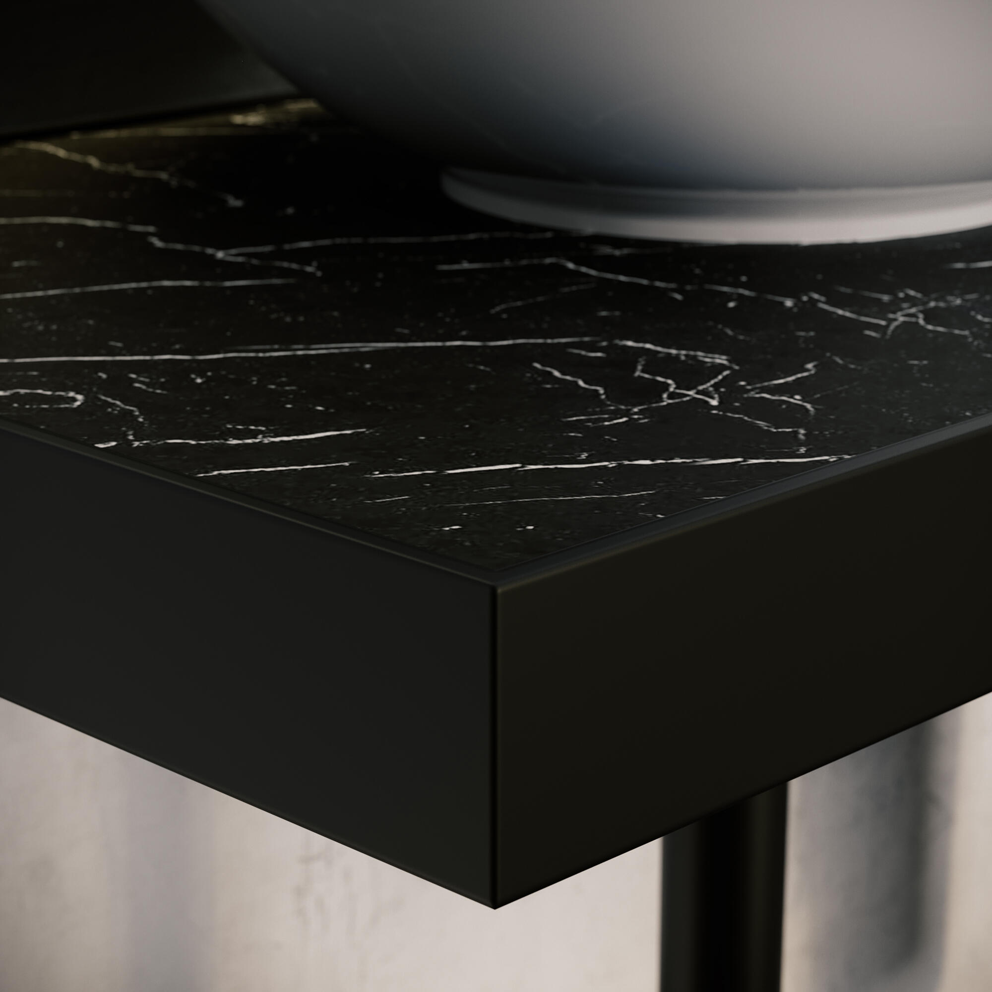 Encimera con lavabo suspendido marmostone negro 50x12x30 cm de la marca Sin marca