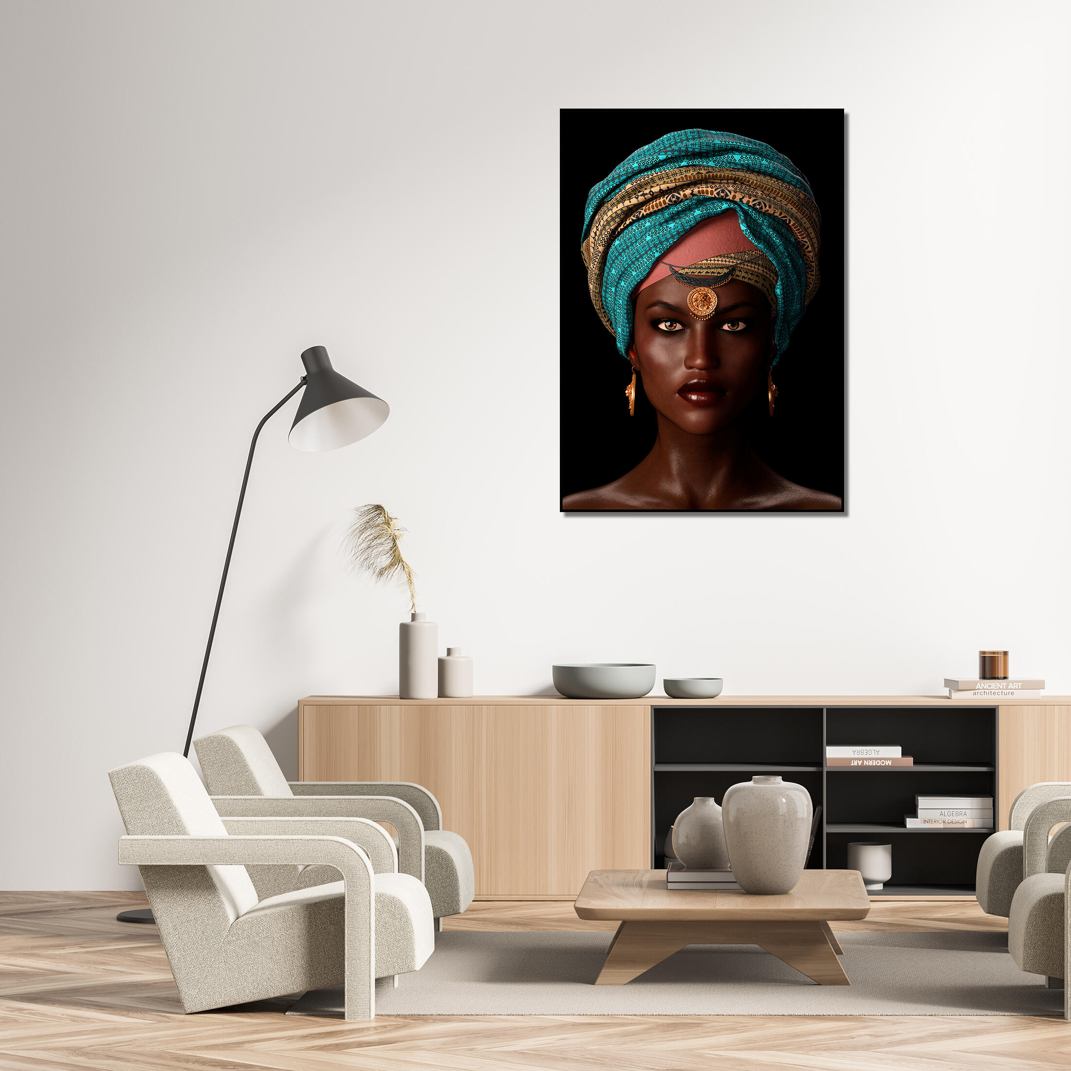 Pintura impresa alto brillo negro africana 70x100 cm