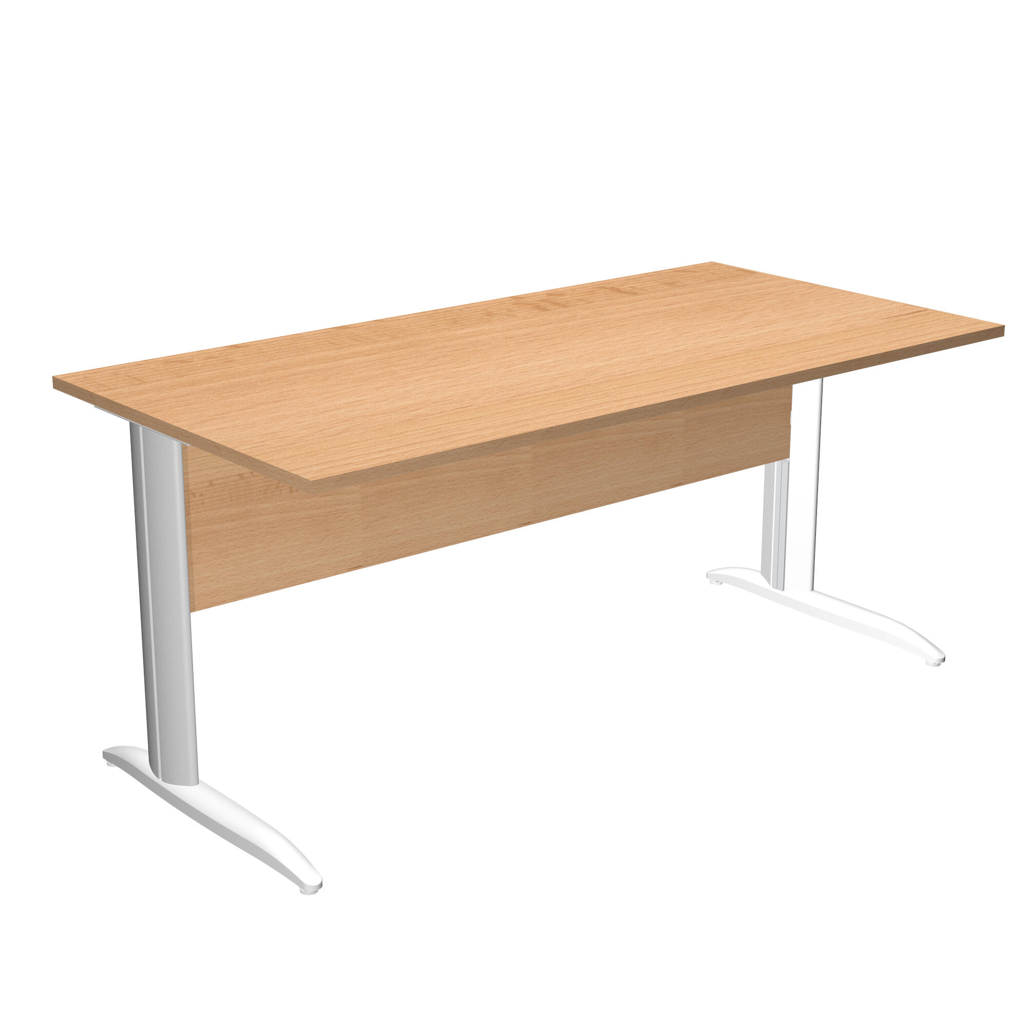 Mesa de escritorio presto de madera color haya con patas de metal de 72x160x80cm