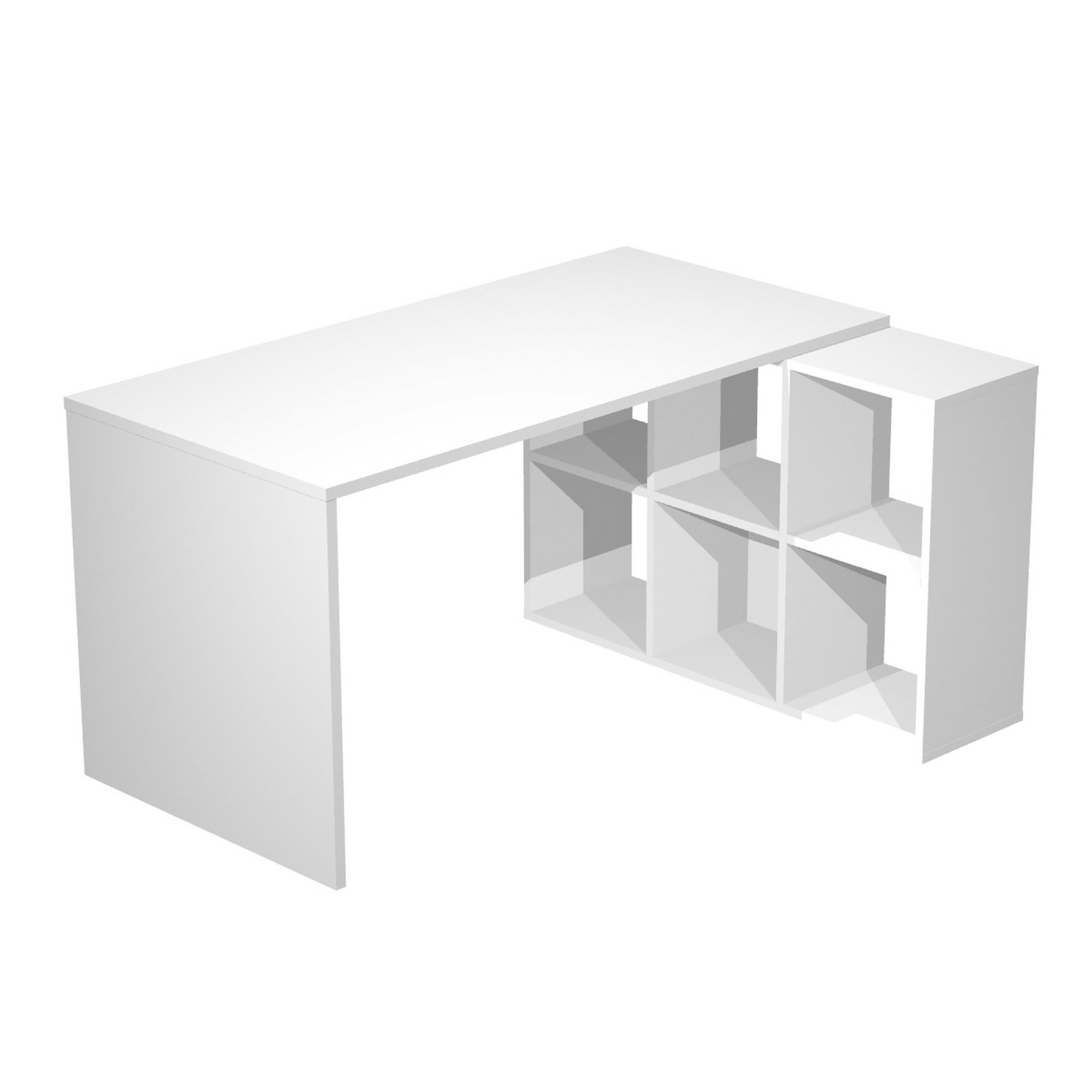 Mesa de escritorio home office rectangular blanca de 140 x 69 x 72,5 cm