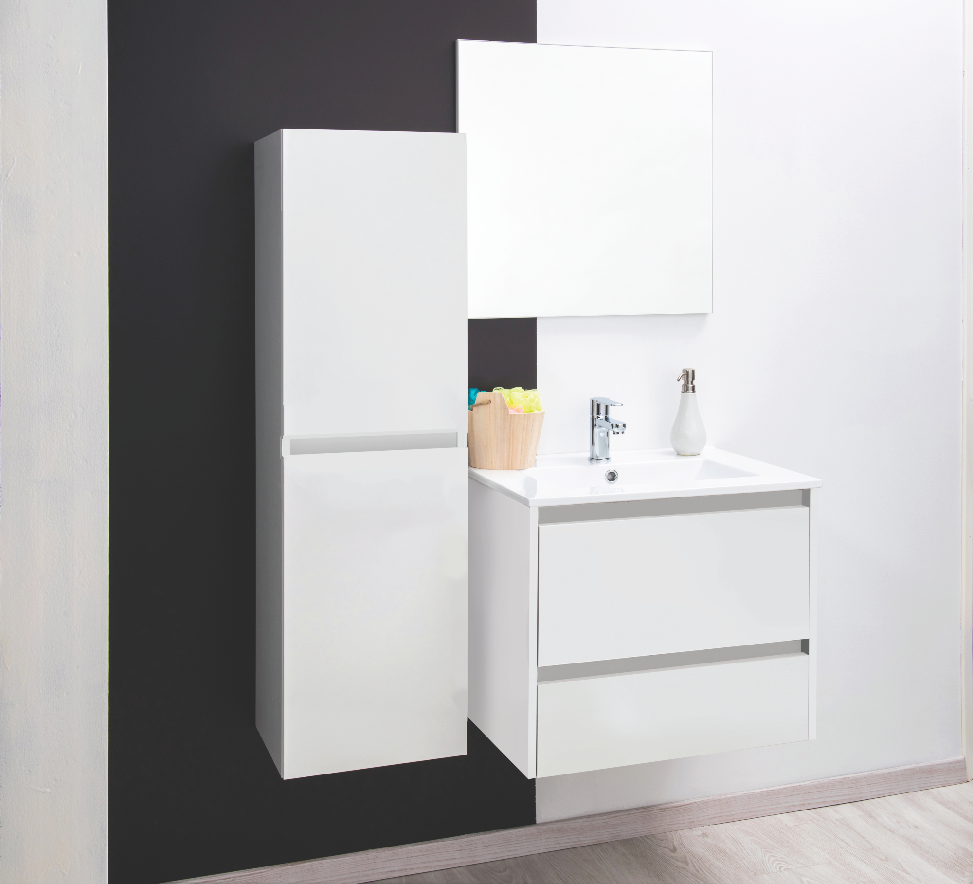 Mueble de baño con lavabo leiko blanco 60x45 cm