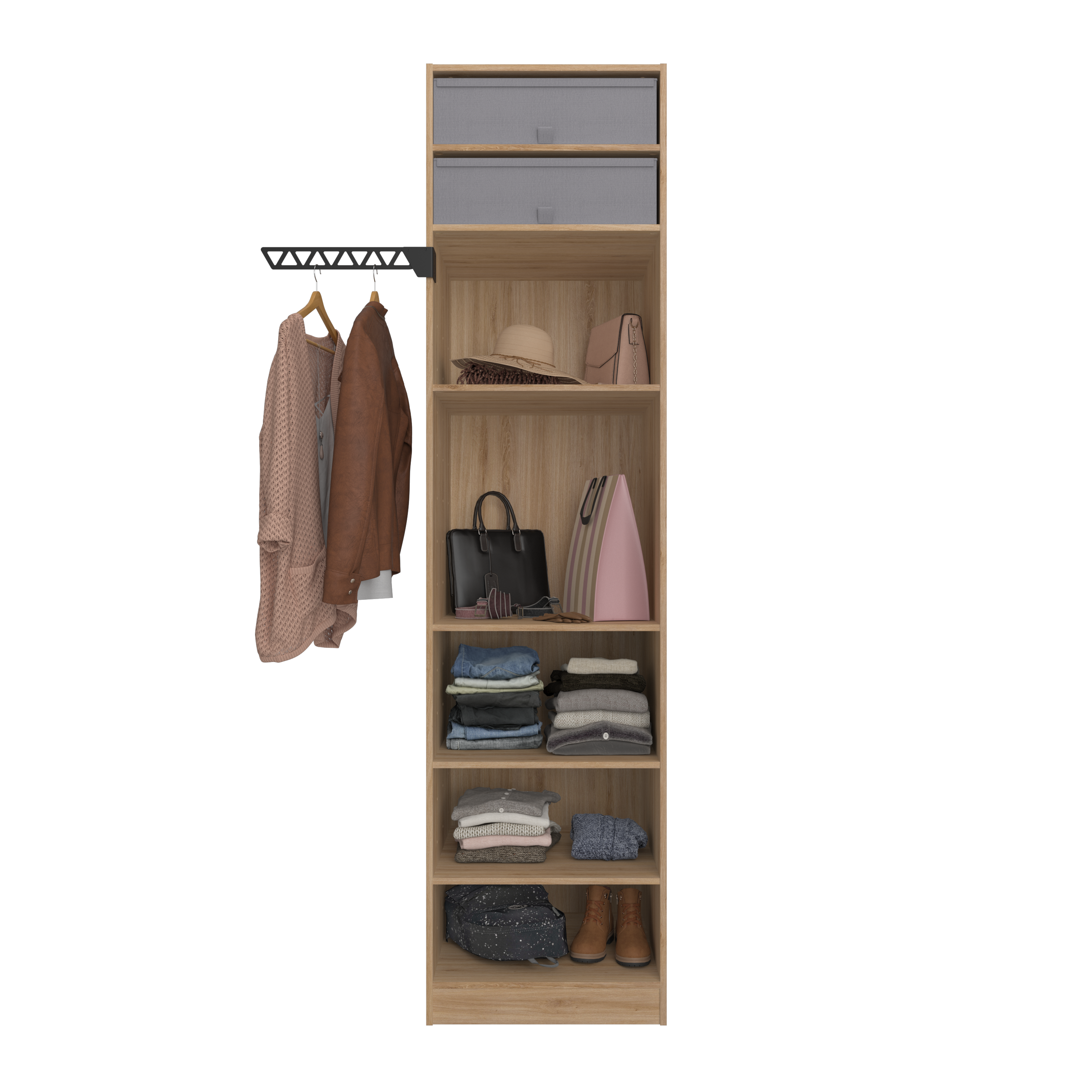 Composición nº96 spaceo home armario kit vestidor sin puertas roble 240x60x60cm de la marca Sin marca