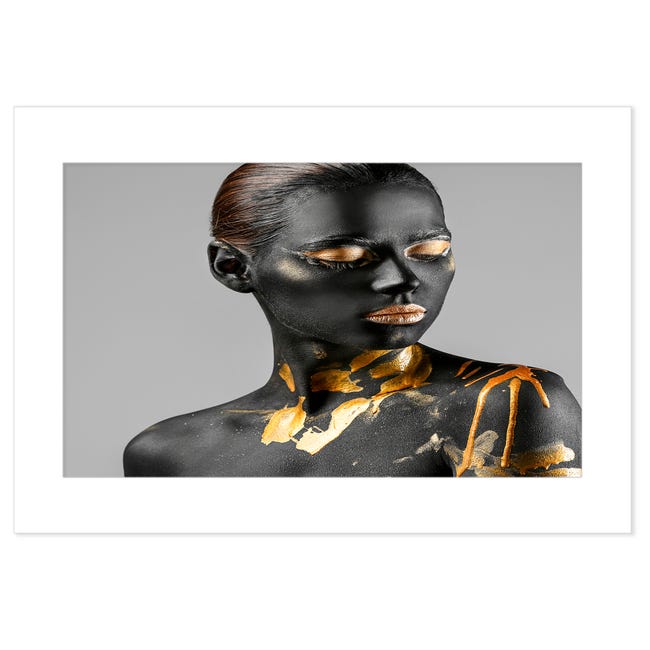 Cuadro sin marco alto brillo Woman negro y oro 3 M/Bl 140X80