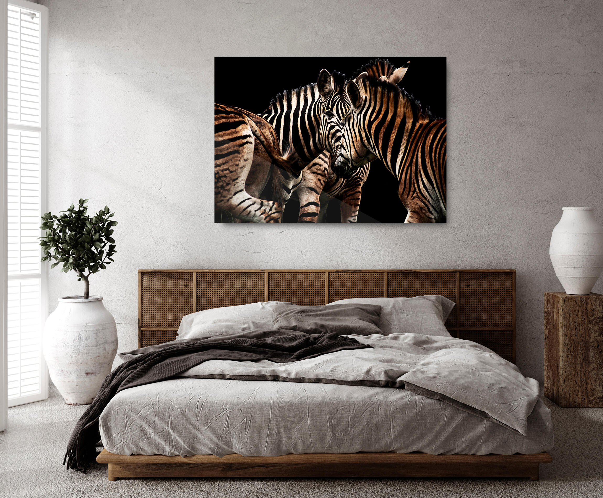 Pintura impresa brillo cebras duelo 100x140cm