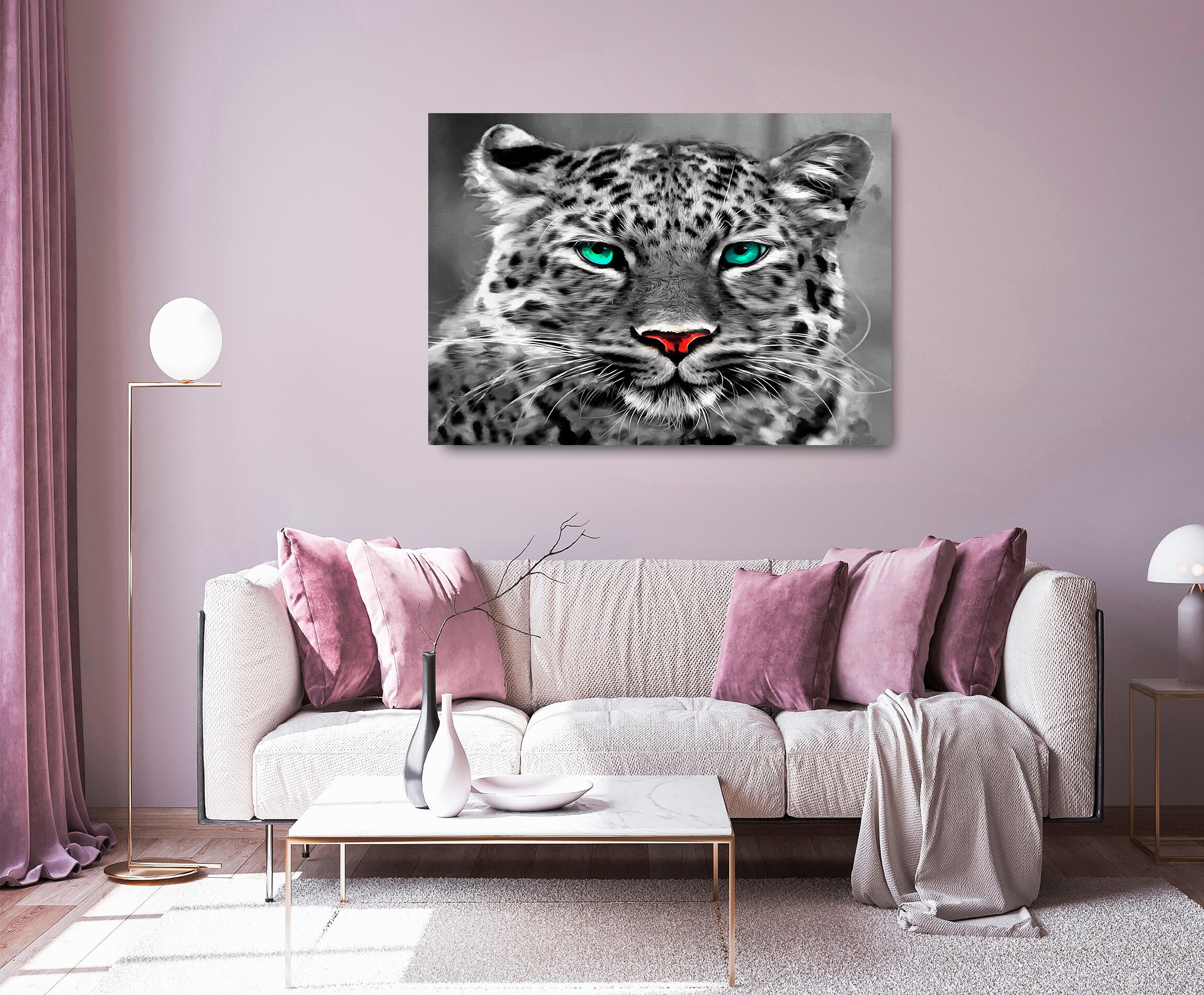 Pintura impresa brillo guepardo mirada 100x140cm