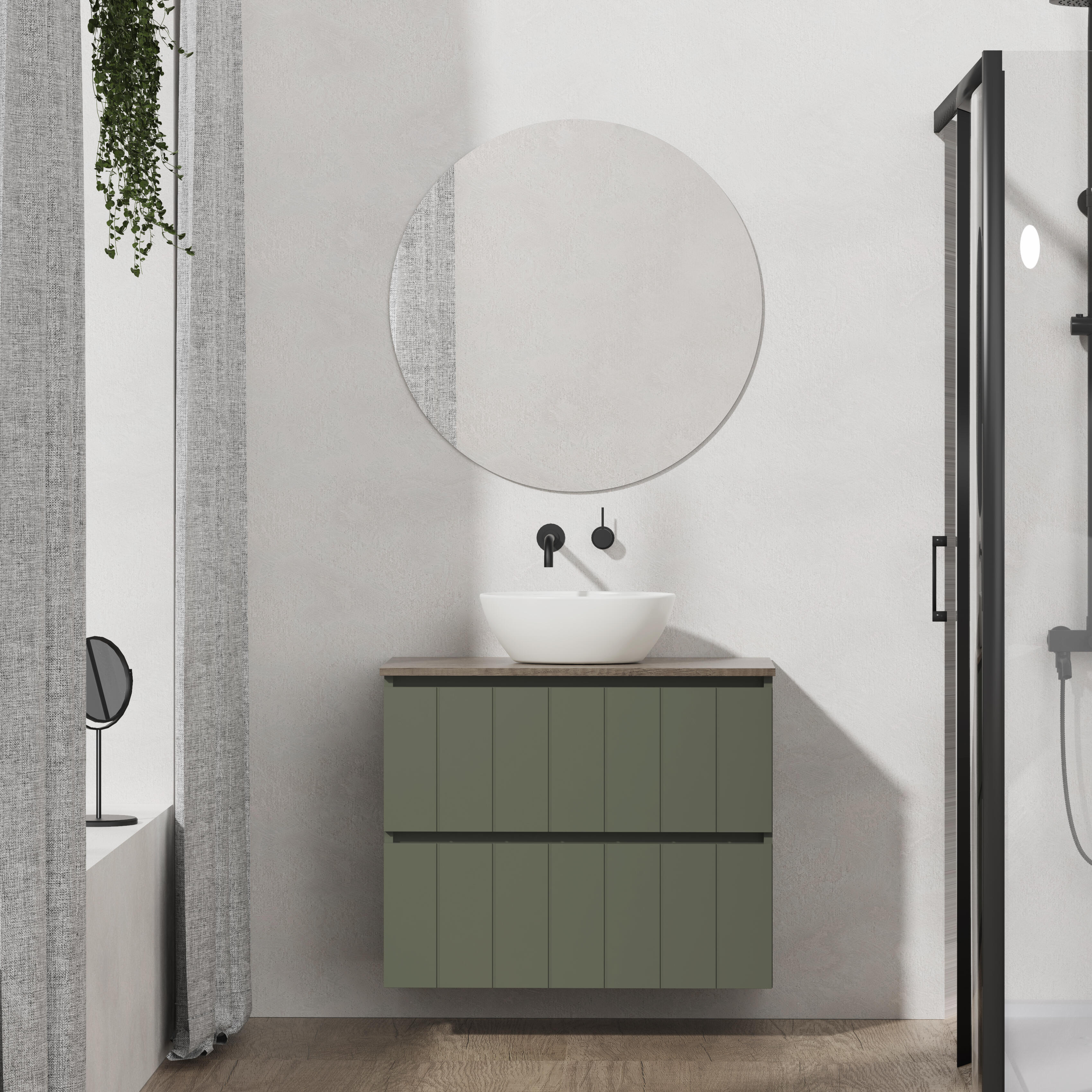 Mueble de baño con lavabo terra verde 80x45 cm