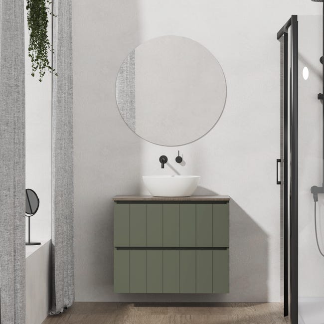 Mueble de baño lavabo Terra verde 80x45 cm | Leroy Merlin