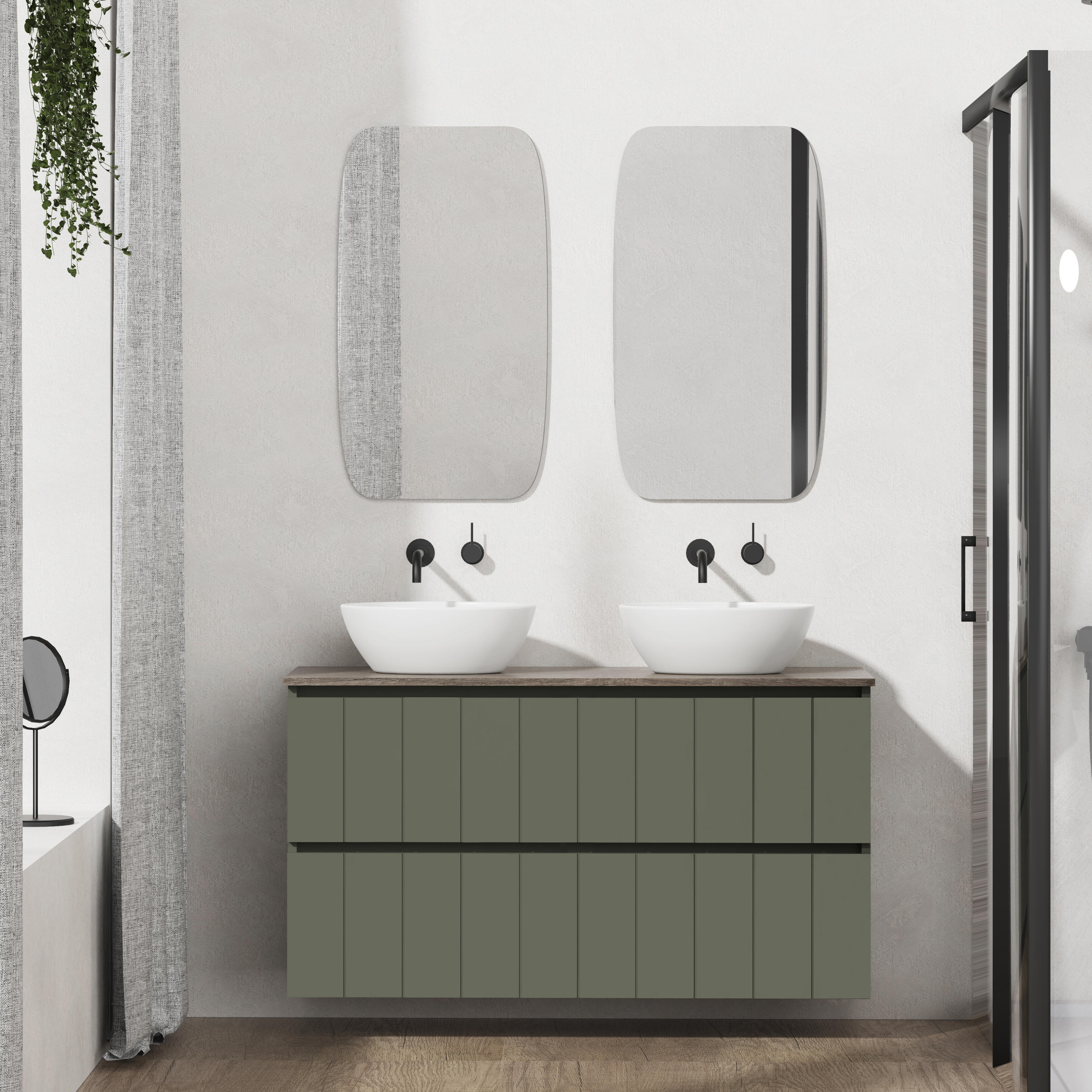Mueble de baño con lavabo terra verde 120x45 cm