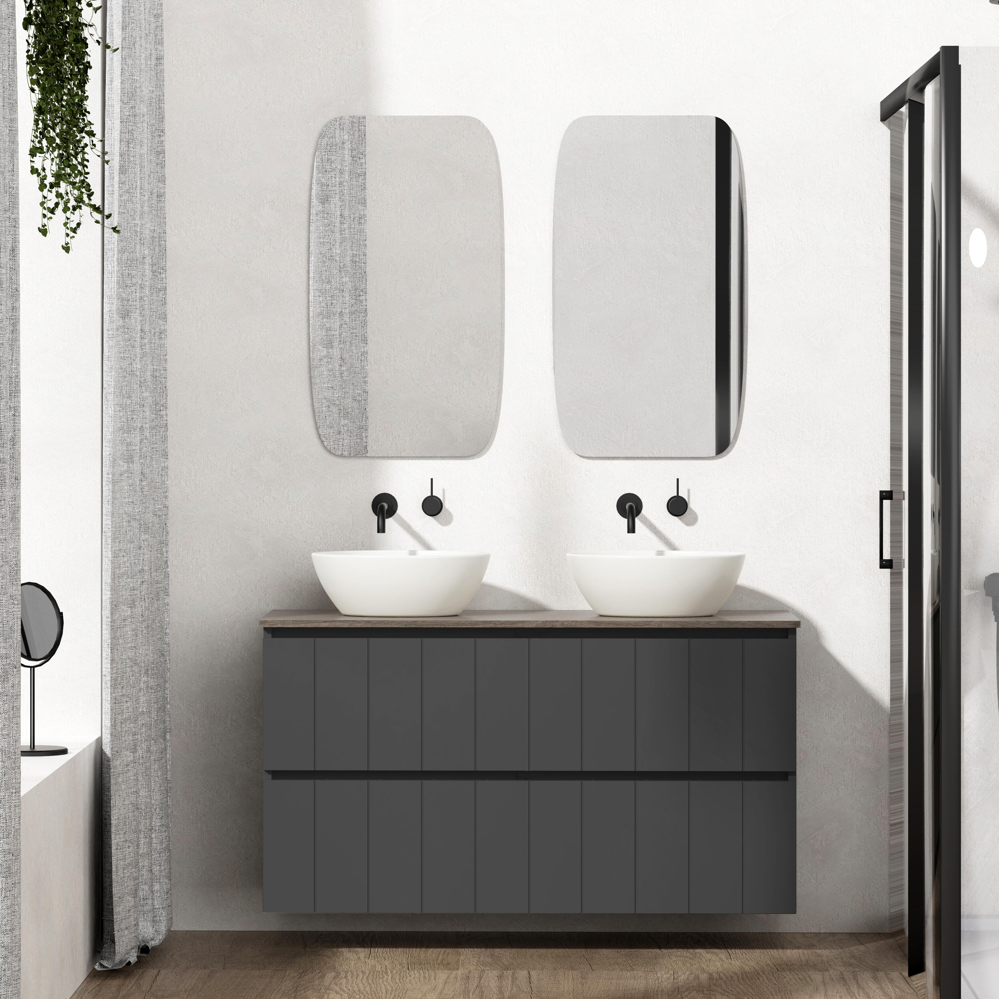 Mueble de baño con lavabo terra gris oscuro 120x45 cm