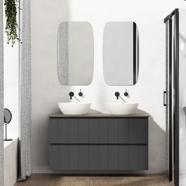 manual Depresión Delegar Mueble de baño con lavabo Terra gris oscuro 120x45 cm | Leroy Merlin