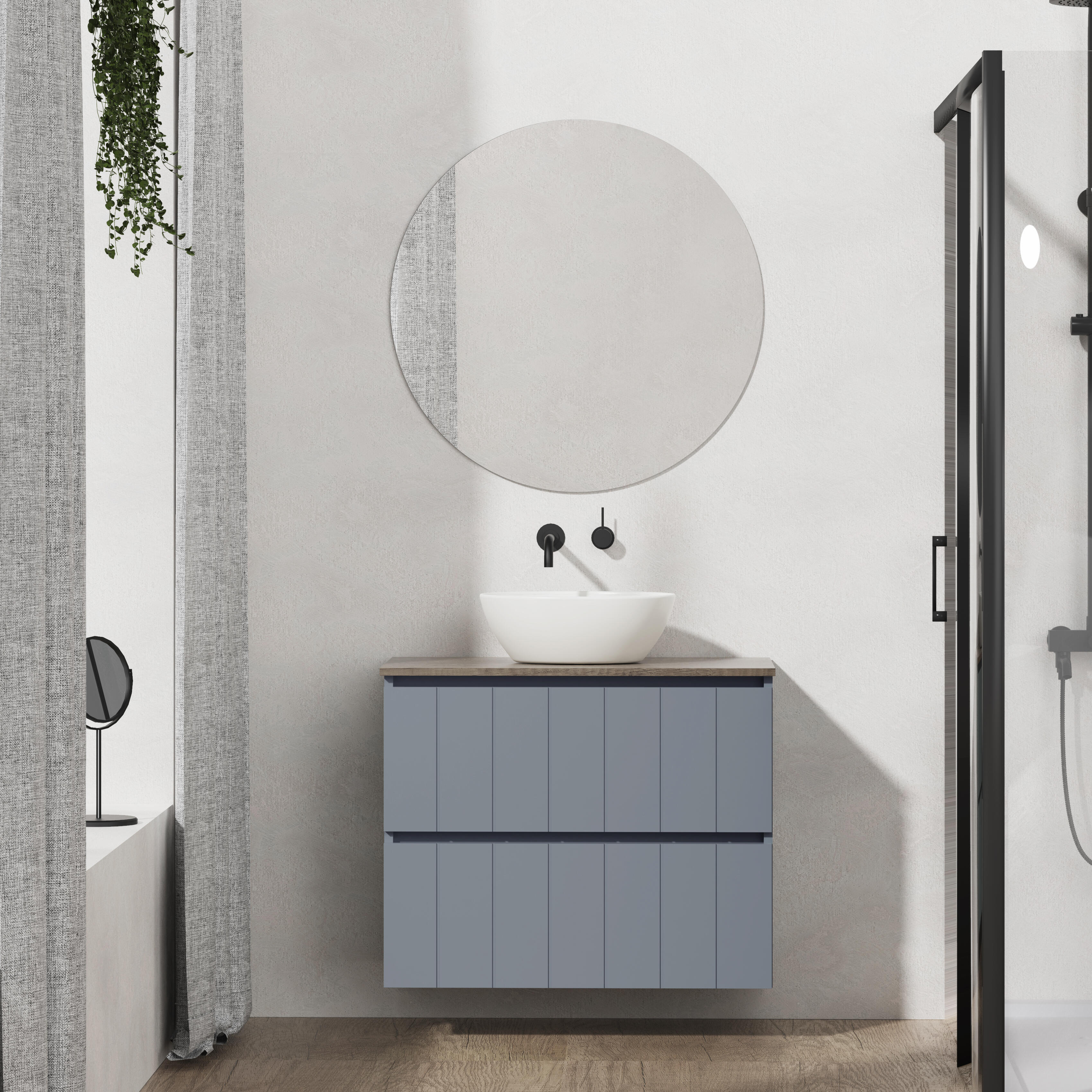 Mueble de baño con lavabo terra azul 80x45 cm