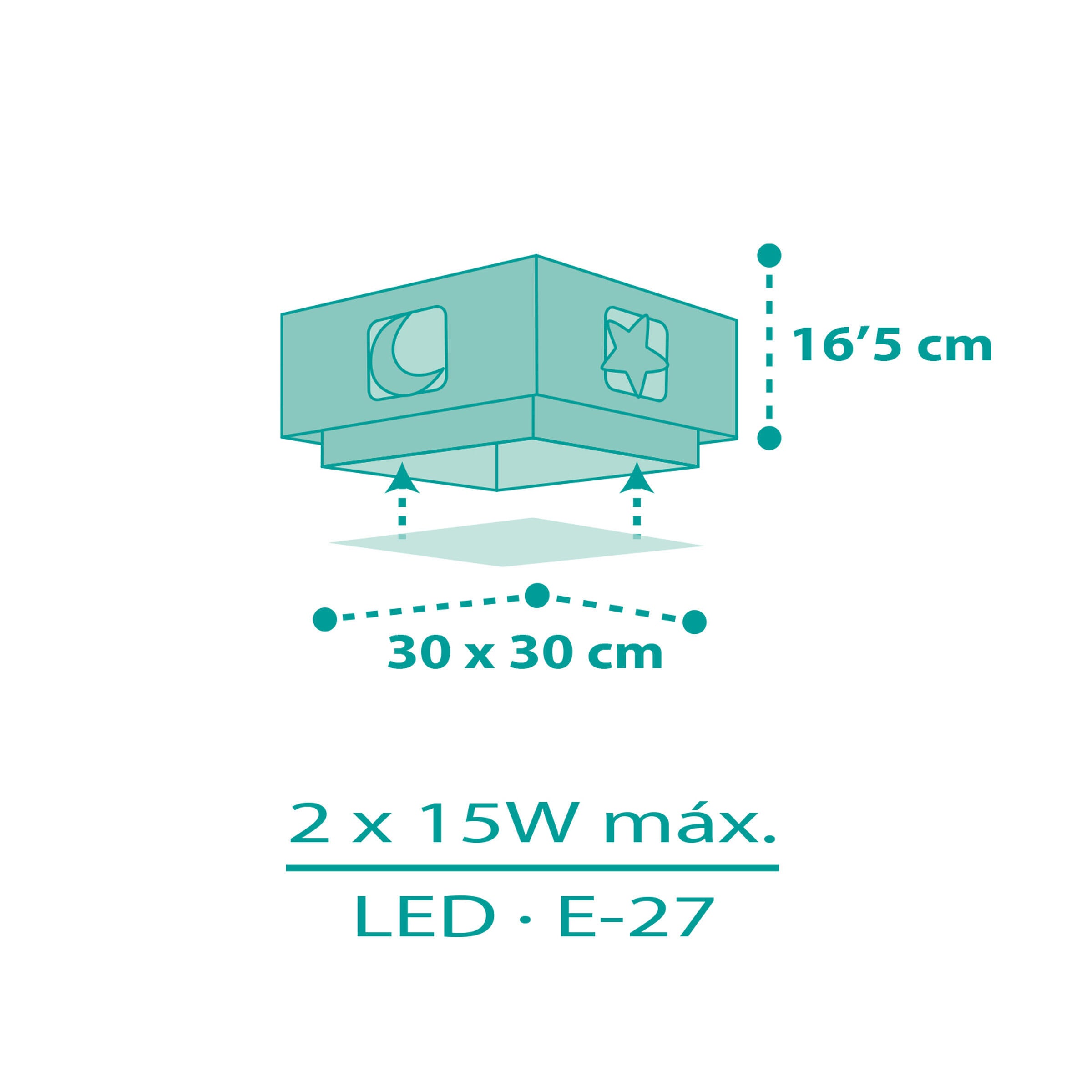 Plafón moonlight 2 luces e27 verde infantil