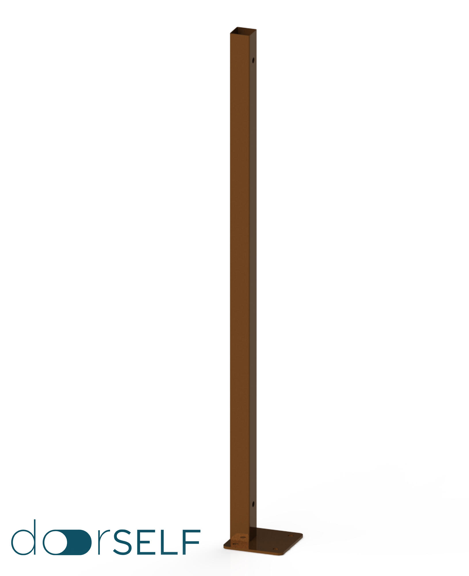 Poste para valla de acero galvanizado marrón de 1.5mm y 4x4x100,5 cm