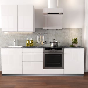 Cocina en kit Delinia ID Soho negro mate 240cm con muebles altos y bajos