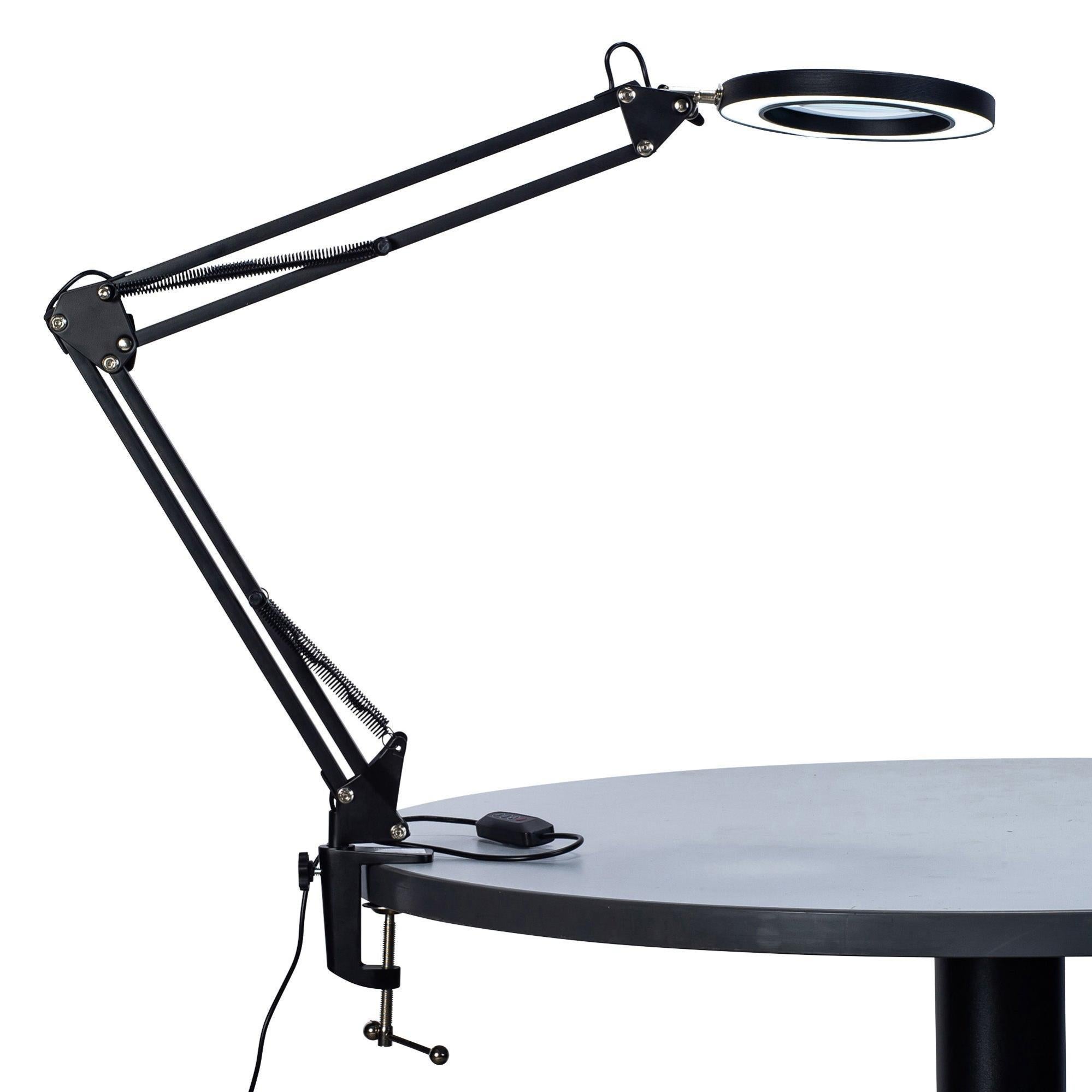 Lámpara de escritorio flexo led loupe 10.6w con aumento color negro