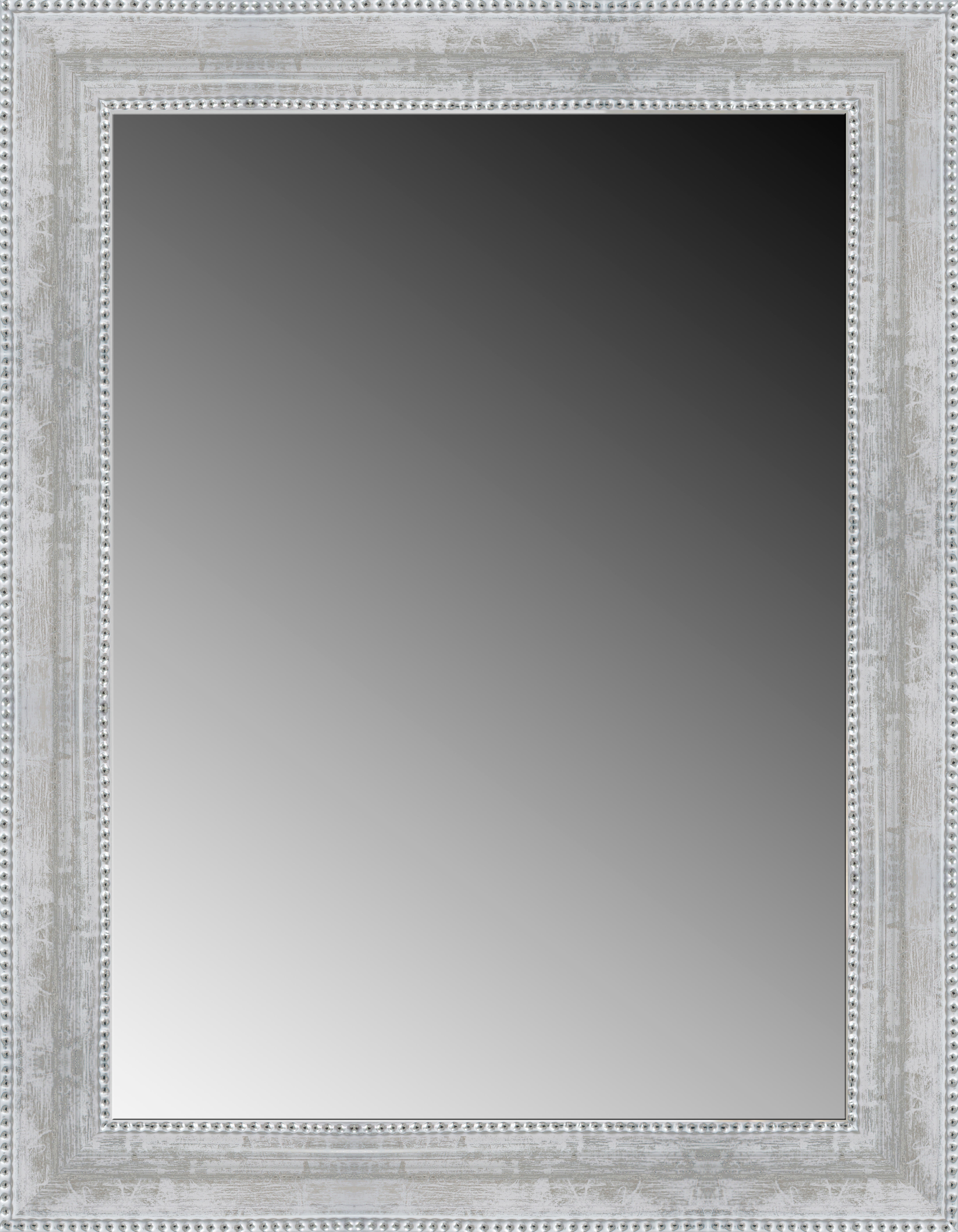 Espejo enmarcado rectangular bolitas nacarado plata 64 x 84 cm