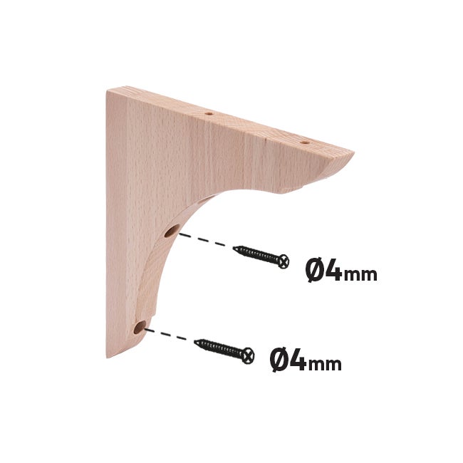 2 escuadras de madera en bruto, Al.25 x An.32 cm