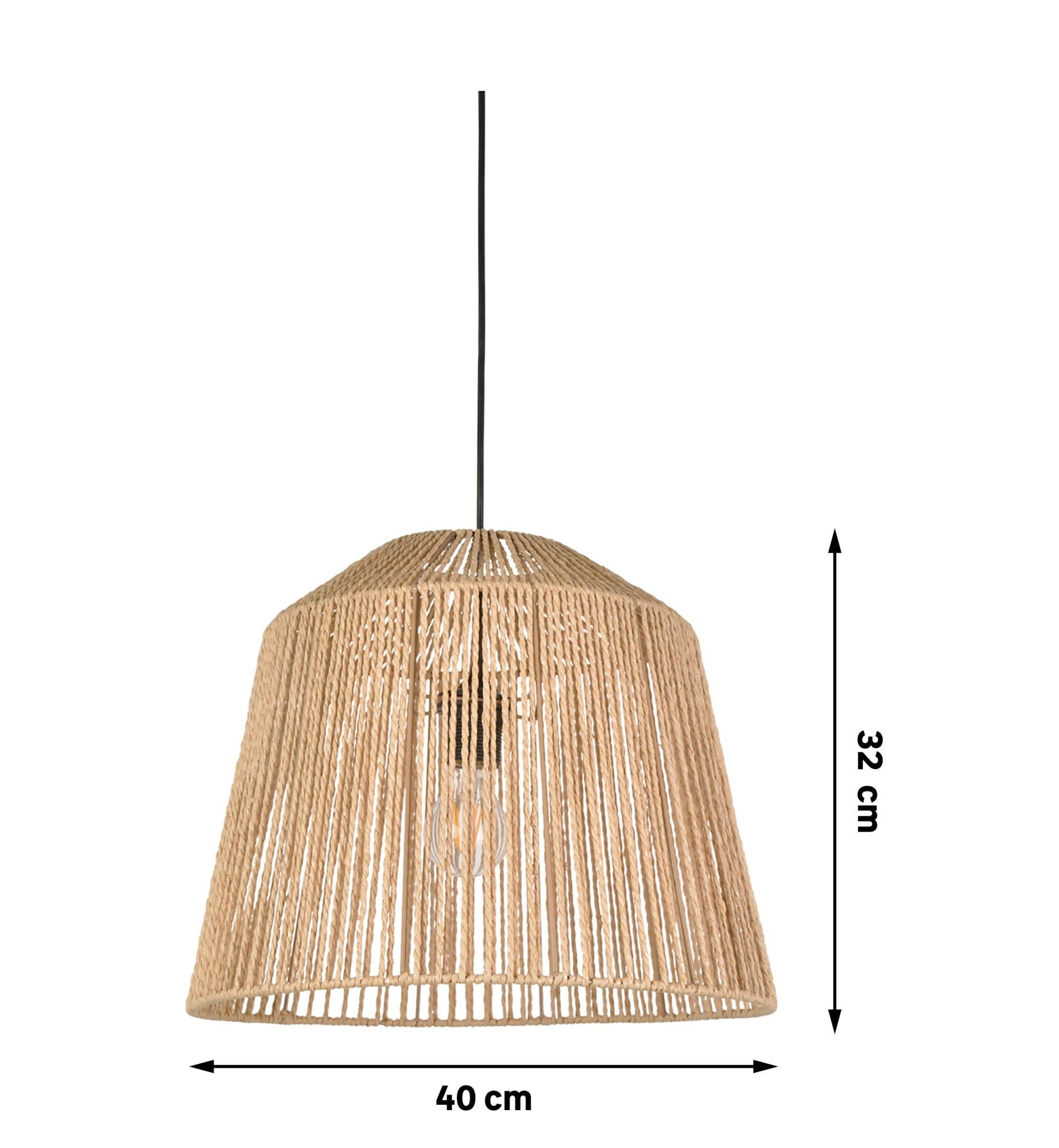 Lámpara de techo Quintana 1 luz E27 cuerda natural 40 cm | Leroy Merlin