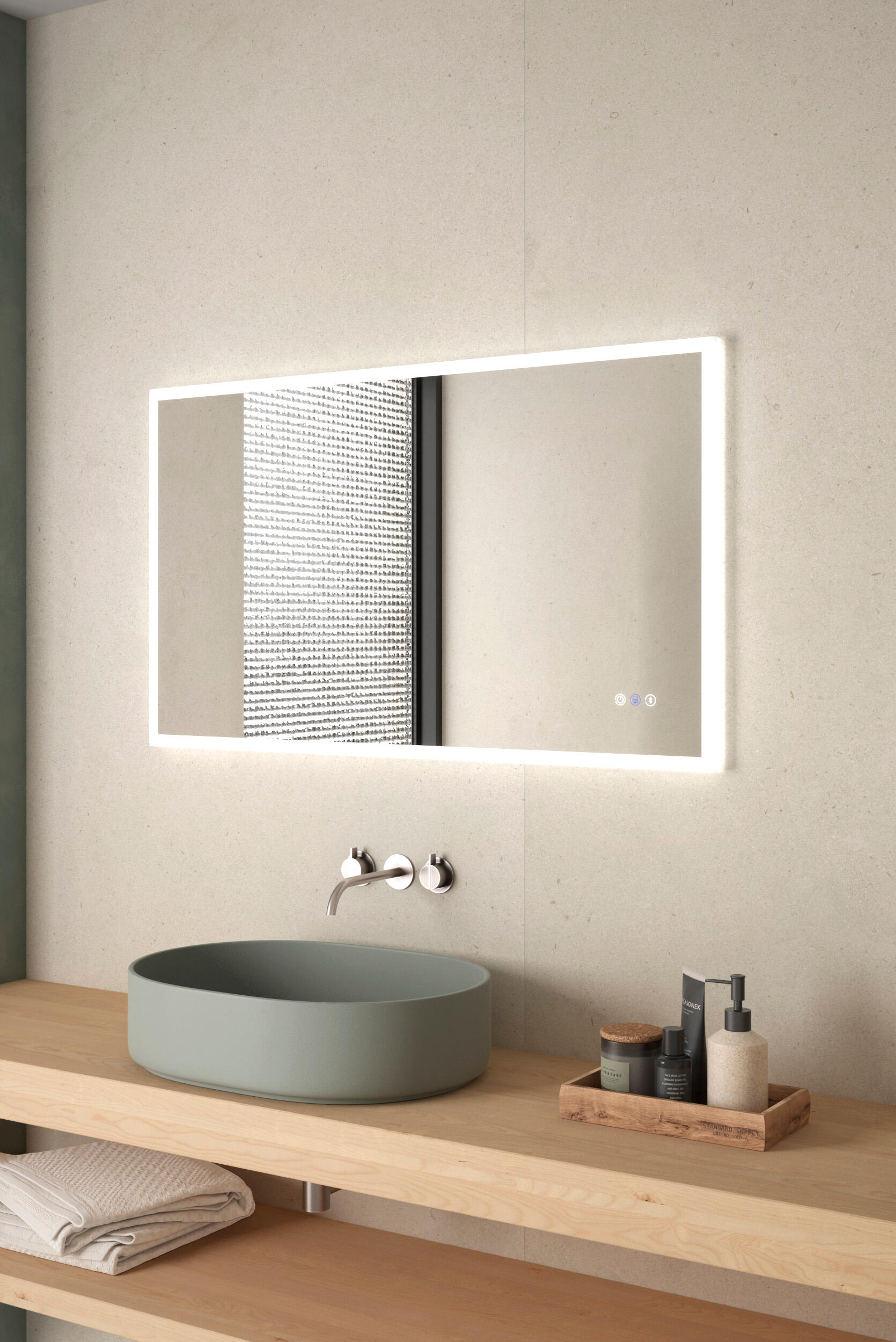 Espejo de baño con luz led cosmos antivaho , bluetooth, , táctil 100x70 cm