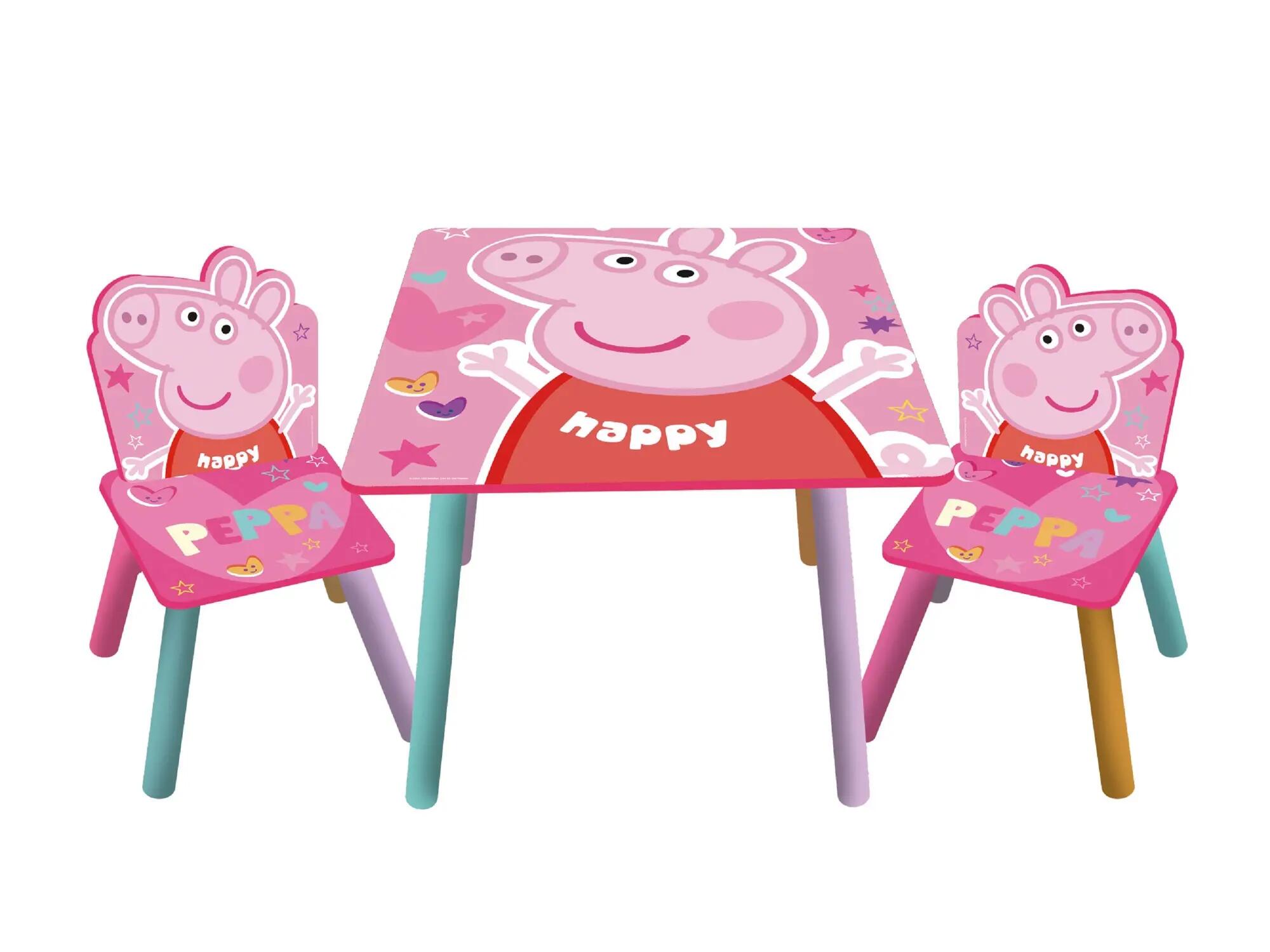 Set de mesa con dos sillas de madera de peppa pig de 44x50x50cm