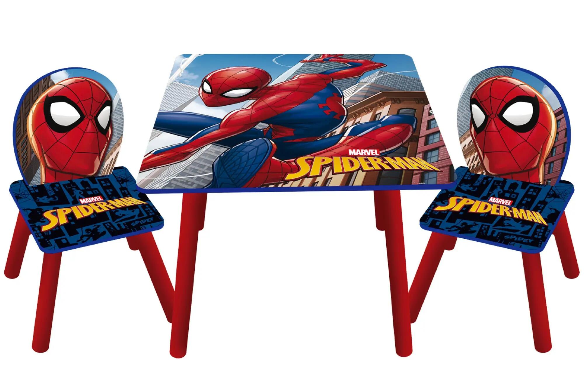 Set de mesa con dos sillas de madera de spider-man de 44x50x50cm