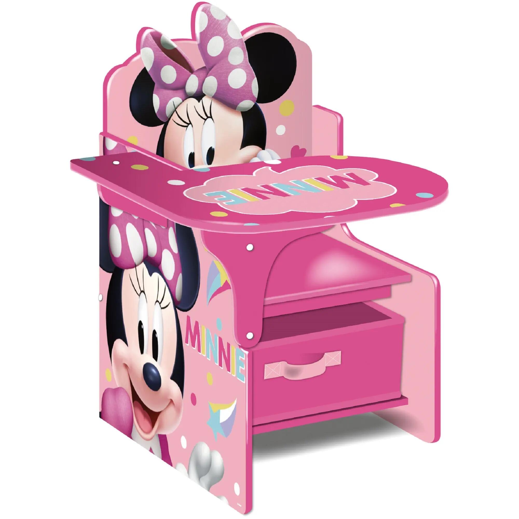 Silla pupitre de minnie mouse de madera color rosa de 52x60x50cm