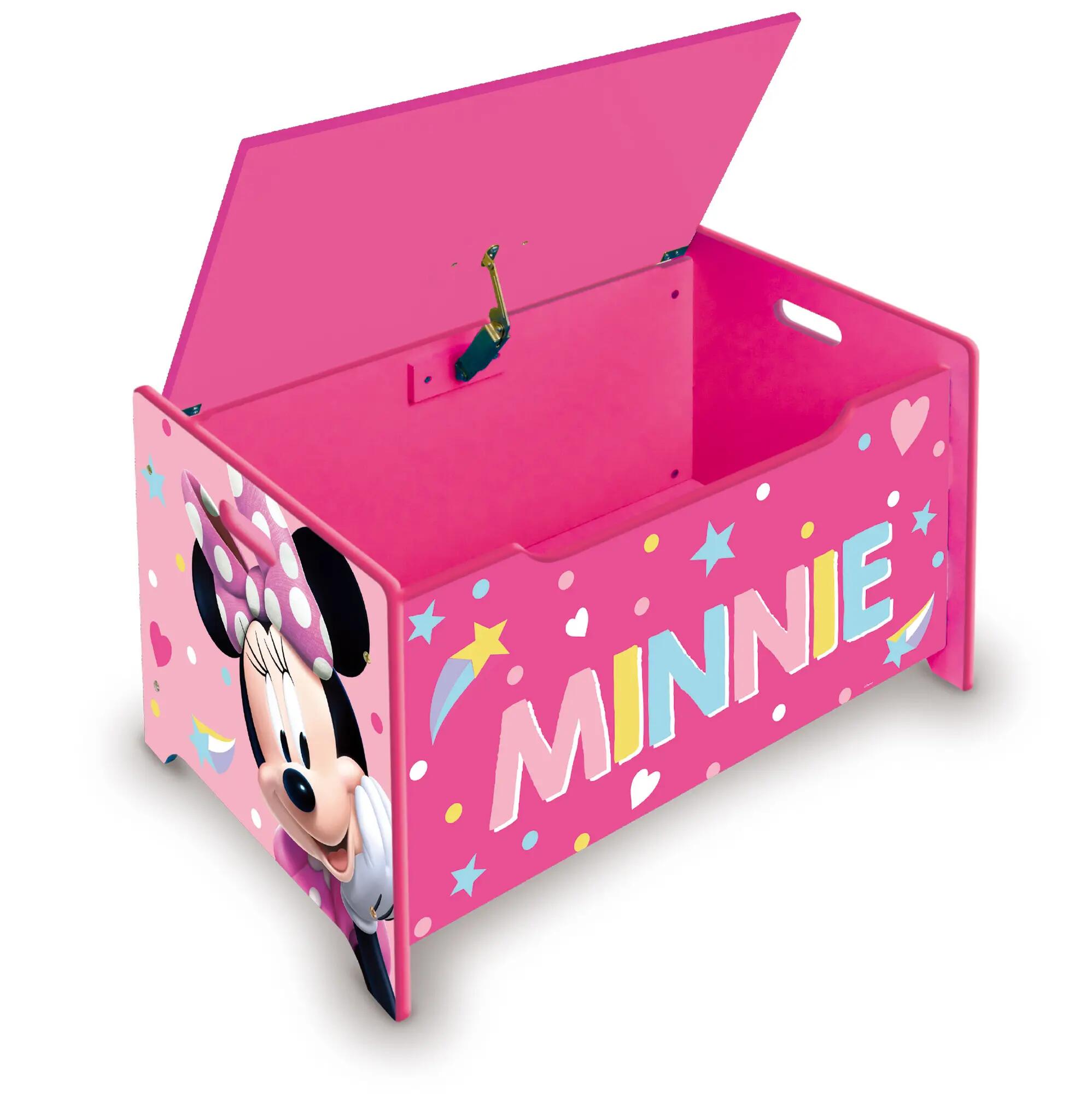 Baúl de madera de minnie mouse color rosa de 40x62.5x37 cm