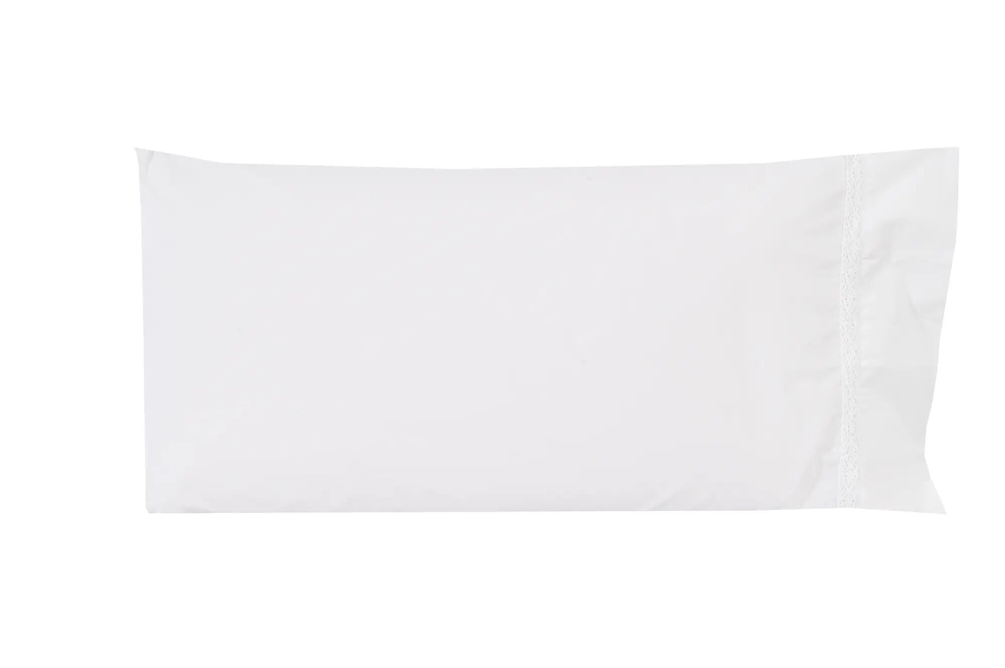 2 fundas de almohada algodón crochet lisa blanco de 200 hilos 50 x 105 cm