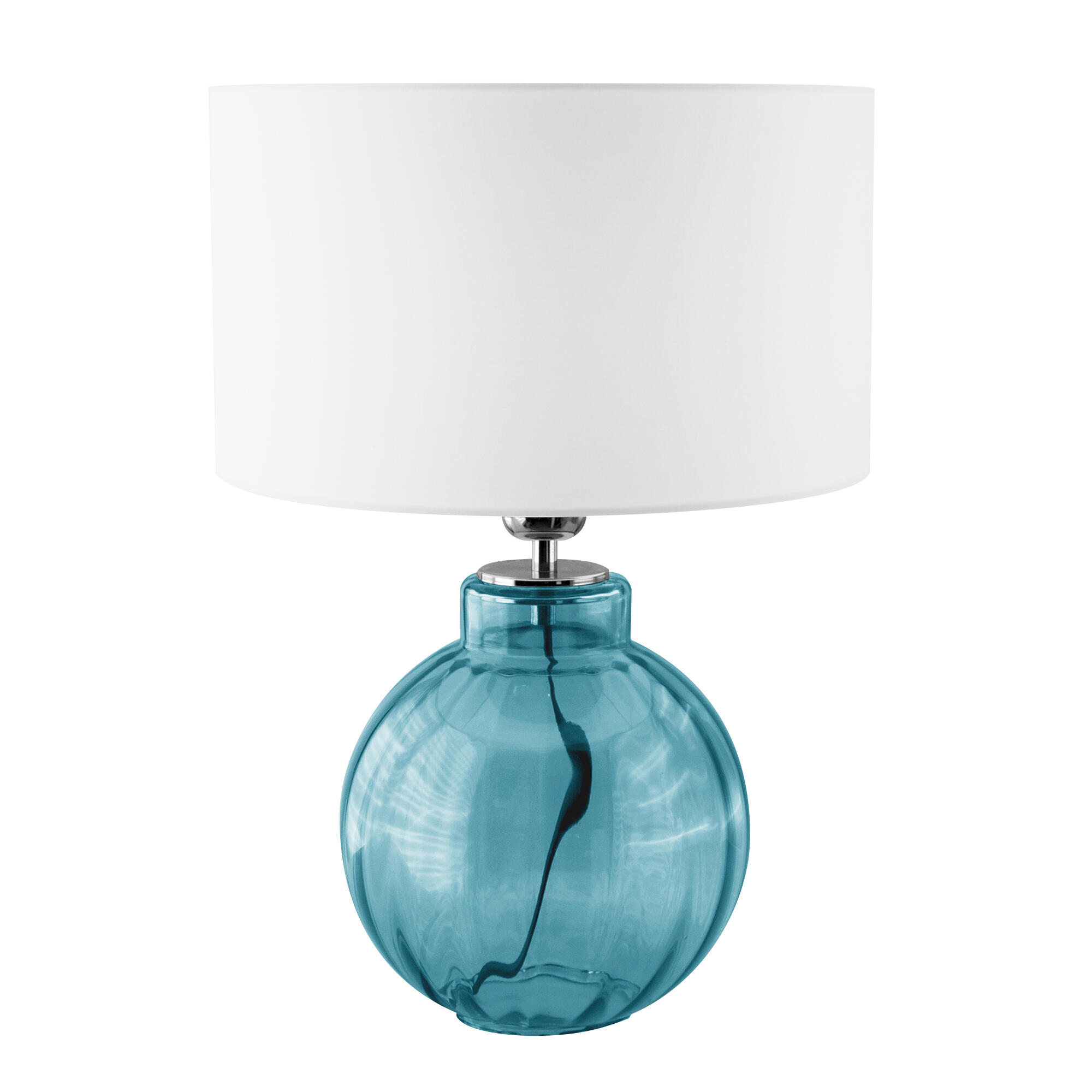 Lámpara de mesa tavia e27 cristal azul canelada