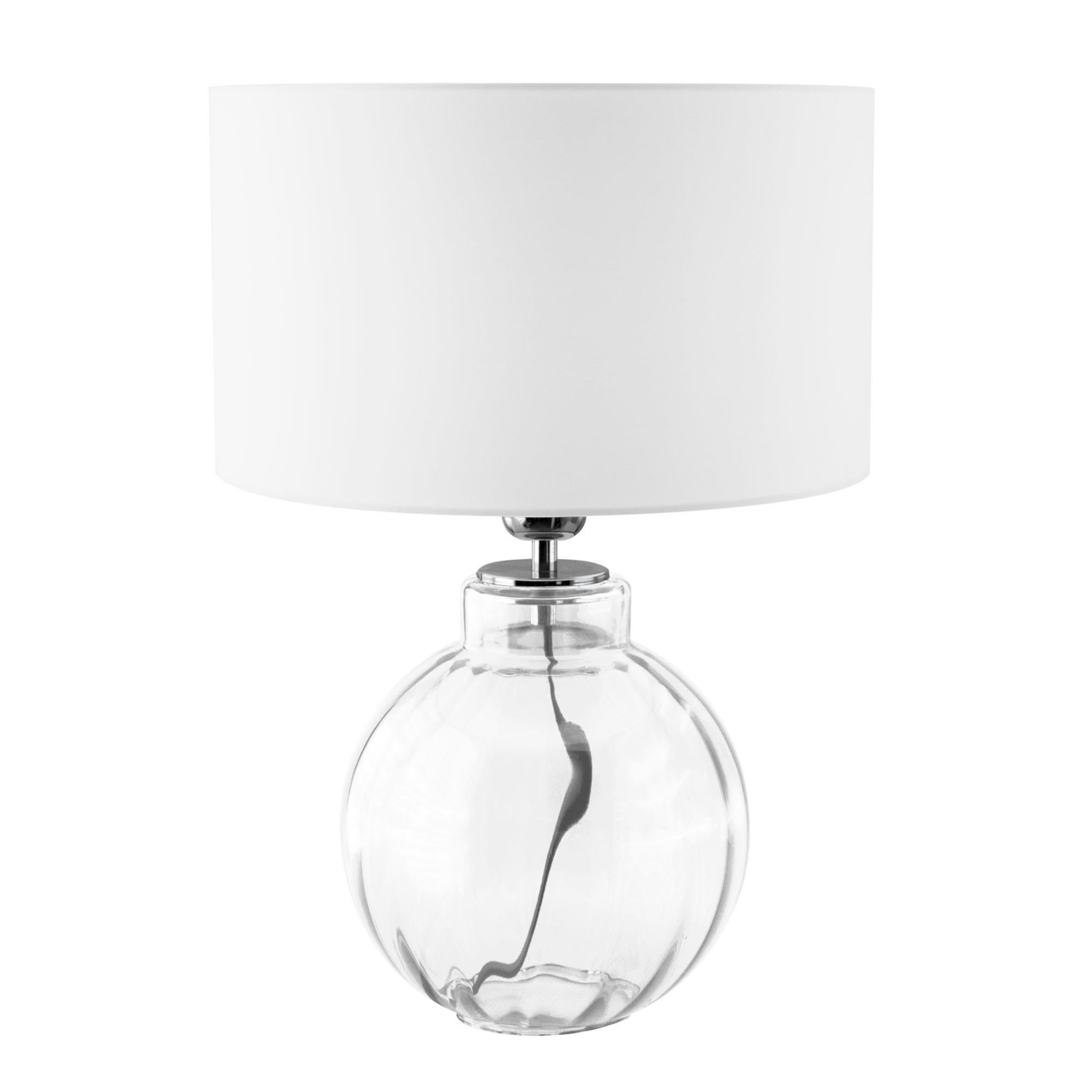 Lámpara de mesa tavia e27 cristal transparente canelada