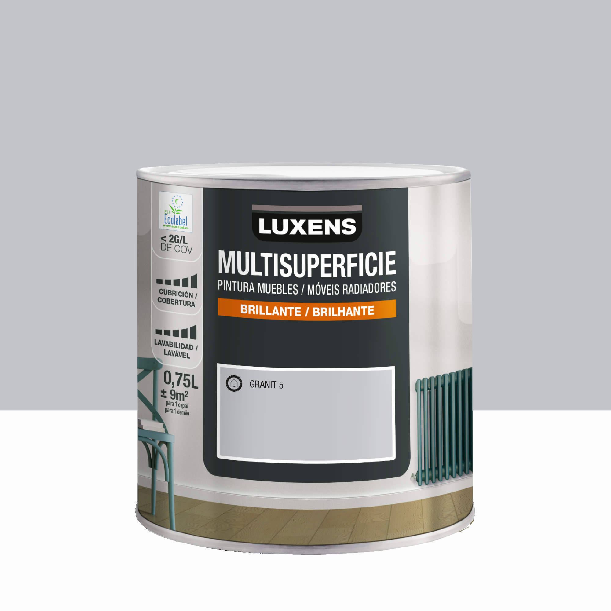 Esmalte interior multisuperficies brillante luxens 750ml granit5