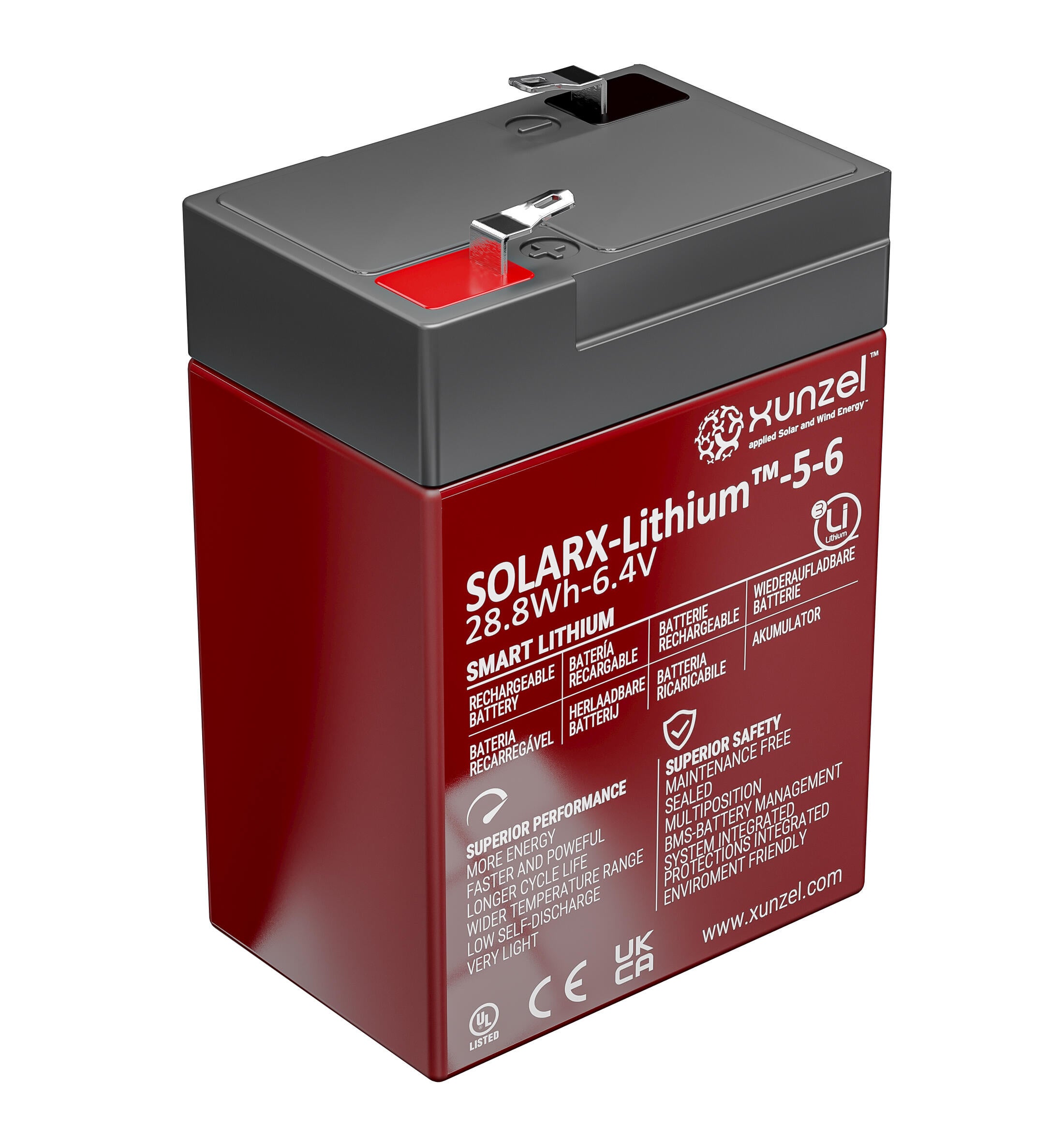 Batería solar solarx-lithium-5-29wh xunzel 6v segura, bms